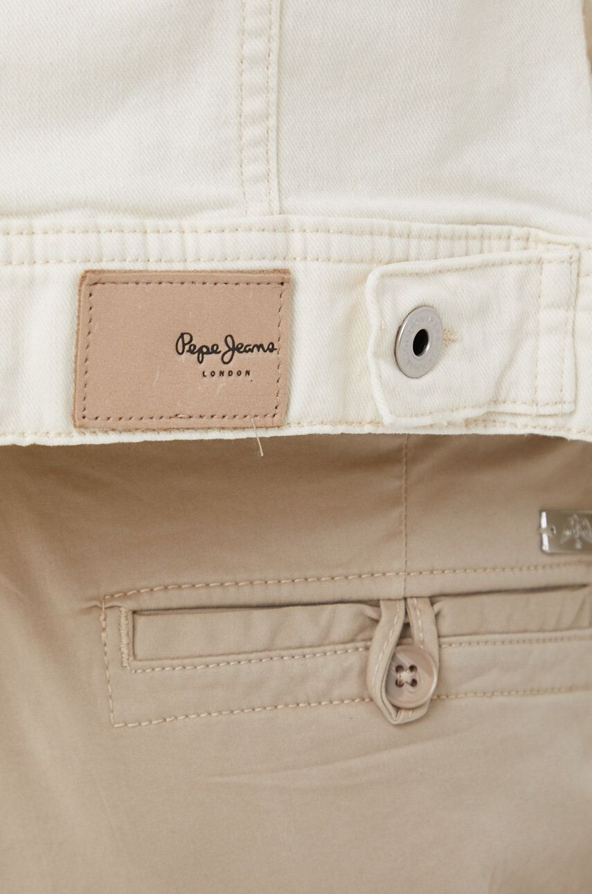 Pepe Jeans geaca jeans Thrift femei culoarea bej de tranzitie - Pled.ro