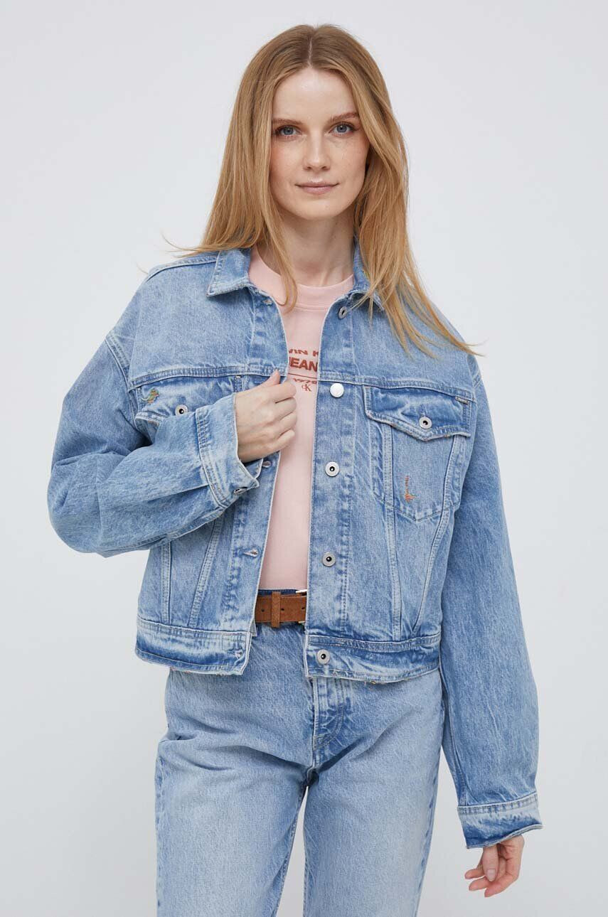 Pepe Jeans geaca jeans Turner Rainbow femei de tranzitie oversize - Pled.ro