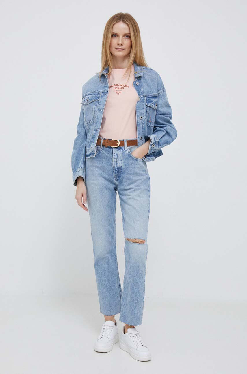 Pepe Jeans geaca jeans Turner Rainbow femei de tranzitie oversize - Pled.ro