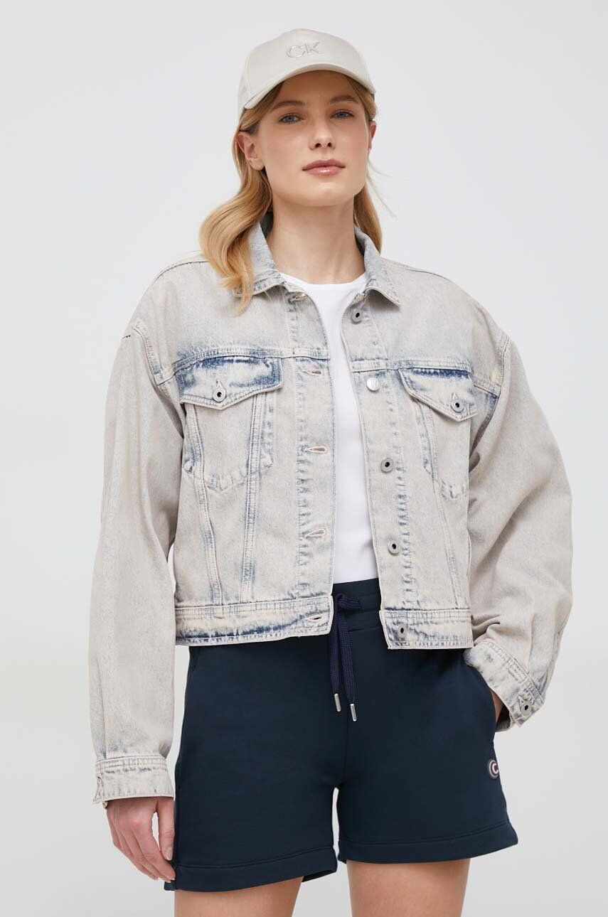 Pepe Jeans geaca jeans Turner Rose femei de tranzitie oversize - Pled.ro