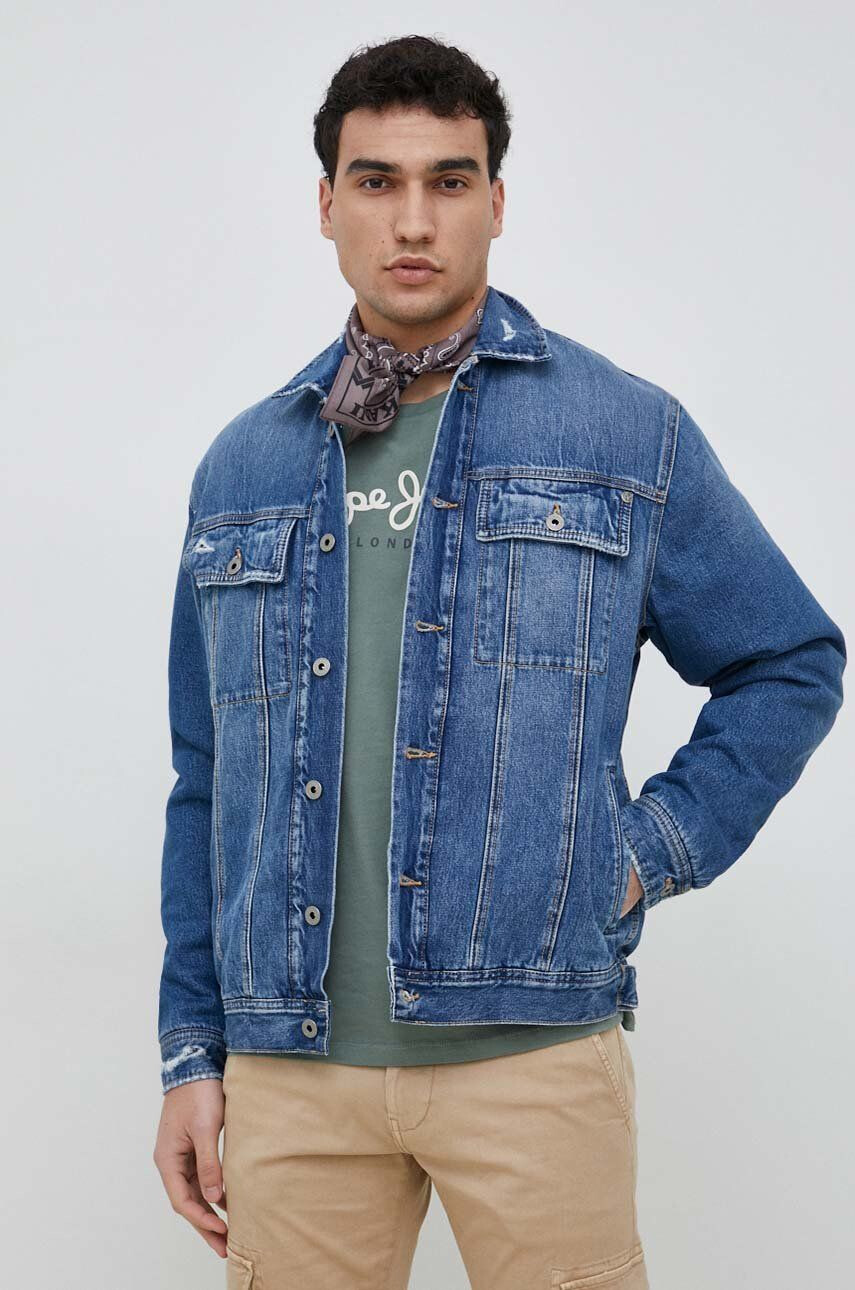 Pepe Jeans geaca jeans Young Bandana barbati culoarea albastru marin de tranzitie - Pled.ro