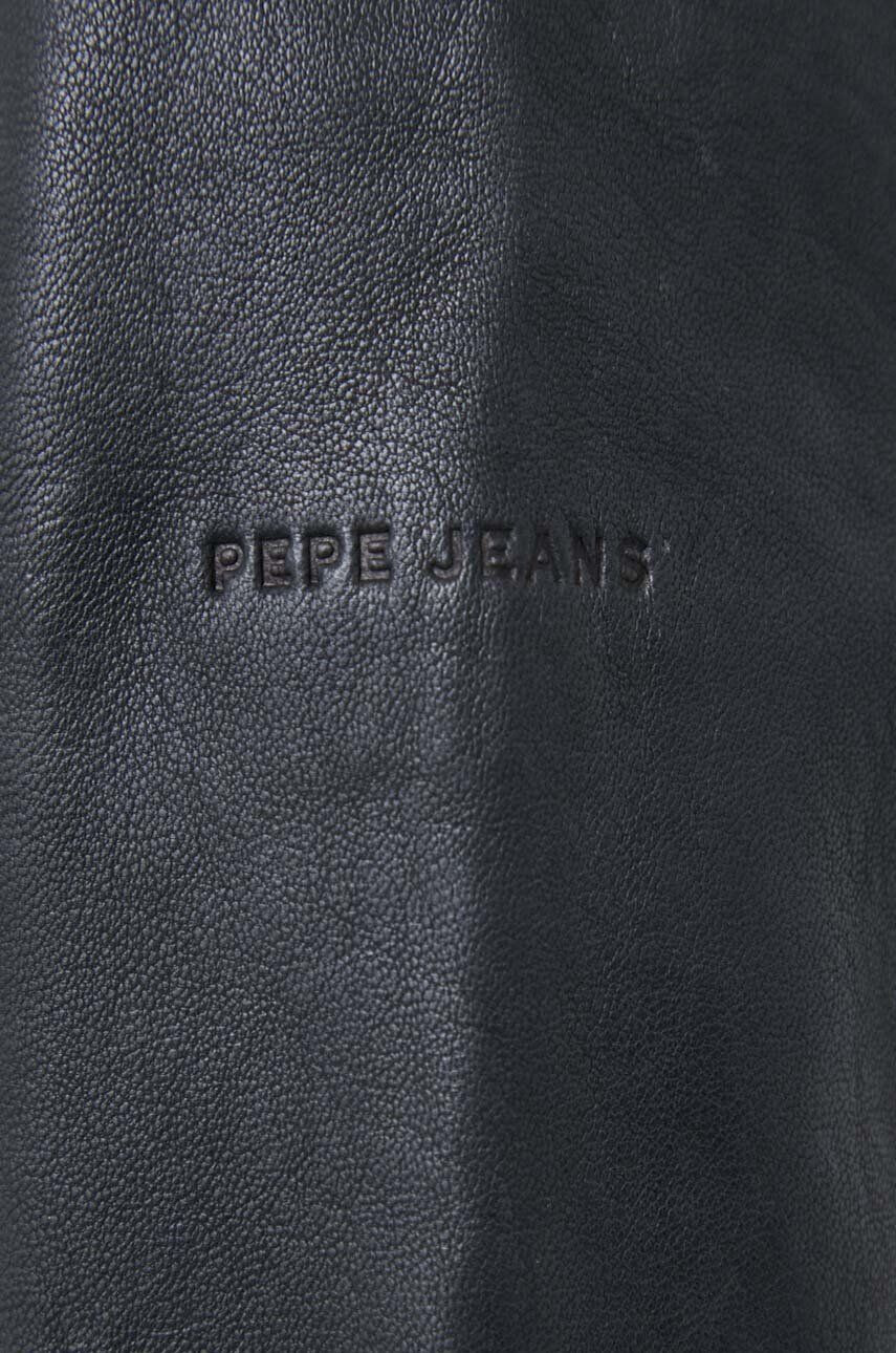 Pepe Jeans geaca ramones de piele femei culoarea negru de tranzitie - Pled.ro