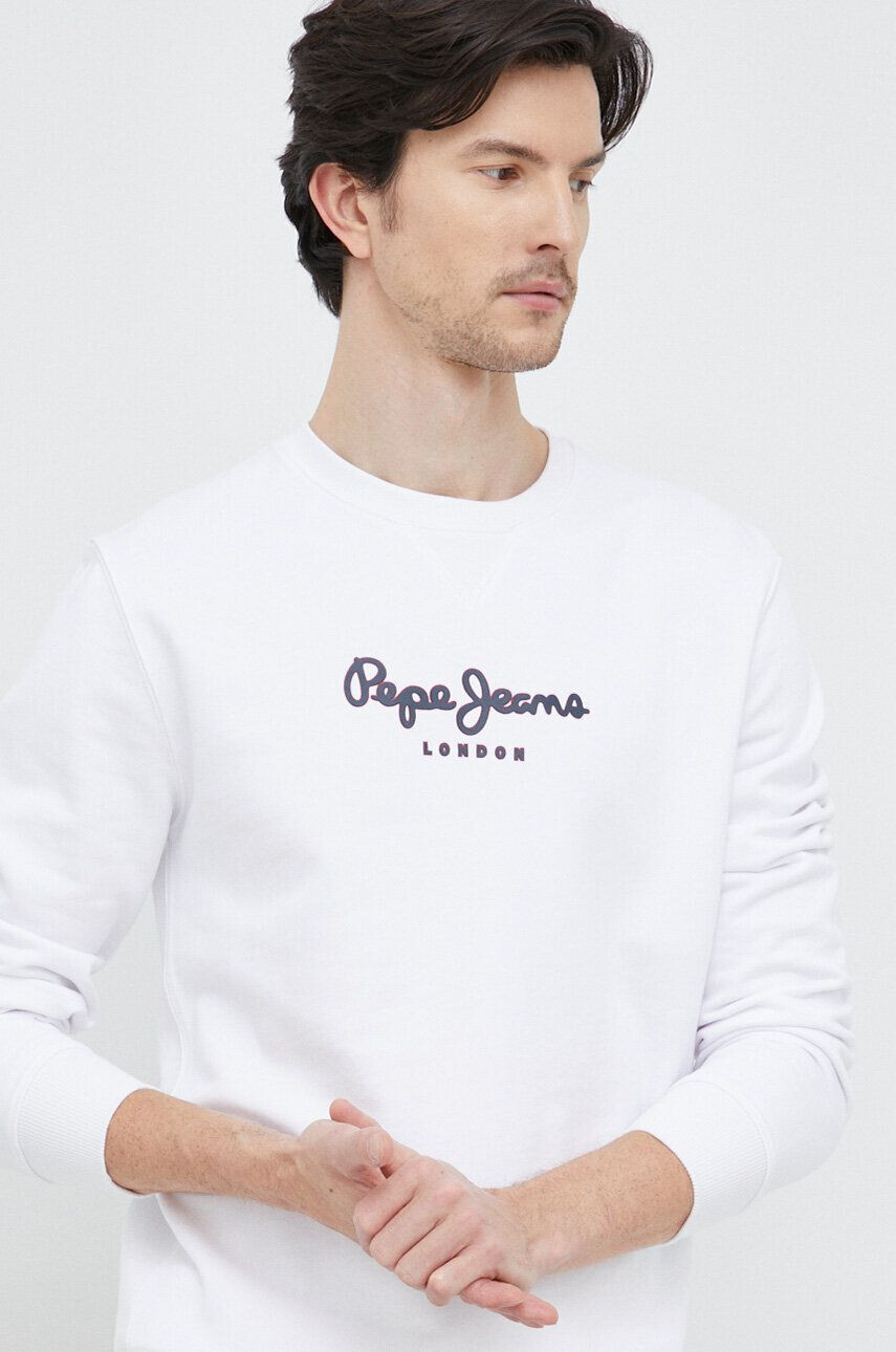 Pepe Jeans hanorac de bumbac barbati culoarea alb modelator - Pled.ro