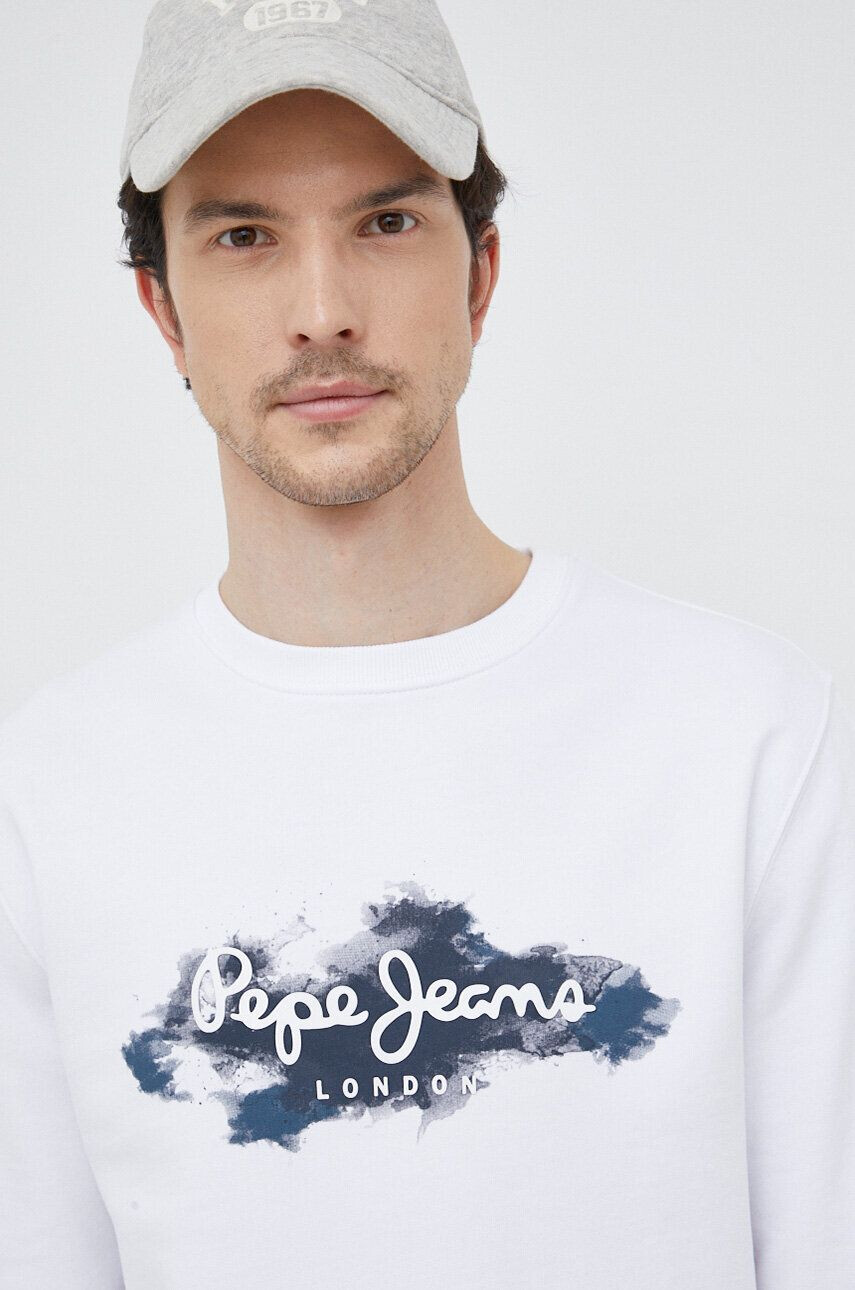 Pepe Jeans hanorac de bumbac barbati culoarea alb modelator - Pled.ro