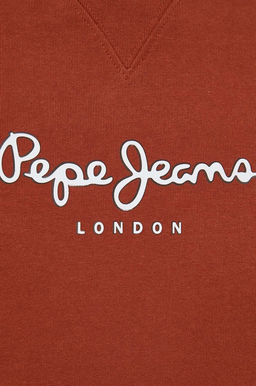 Pepe Jeans hanorac de bumbac barbati culoarea maro cu imprimeu - Pled.ro