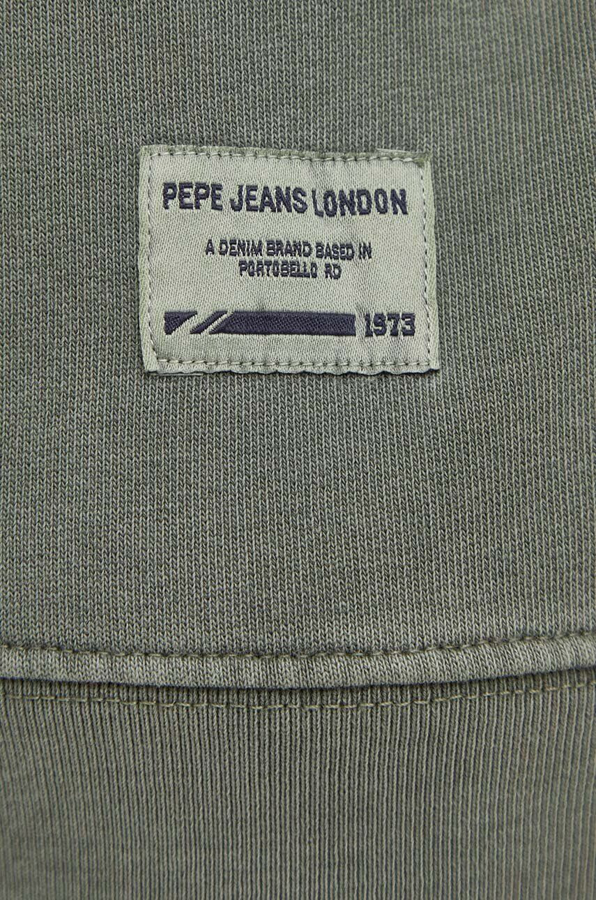 Pepe Jeans hanorac de bumbac barbati culoarea verde cu glugă neted - Pled.ro