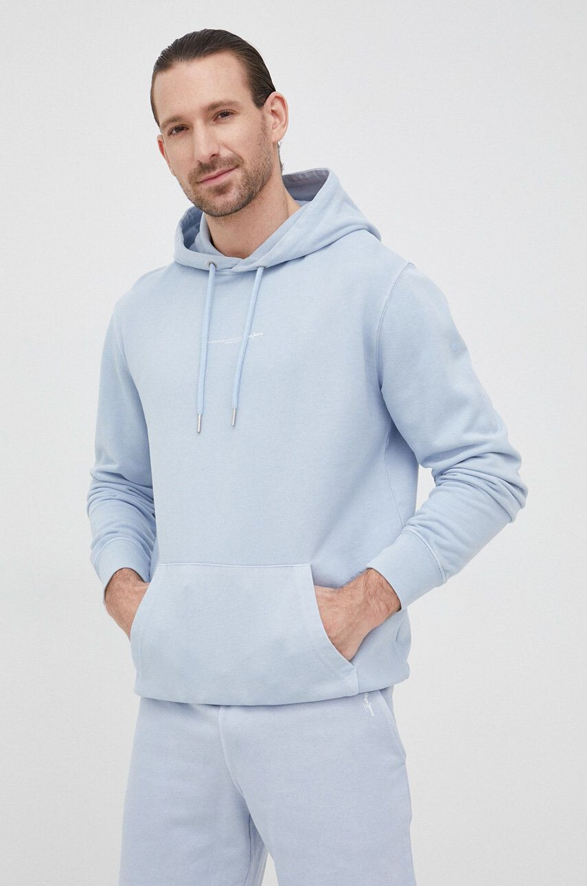 Pepe Jeans hanorac de bumbac David Hoodie barbati culoarea alb cu glugă neted - Pled.ro