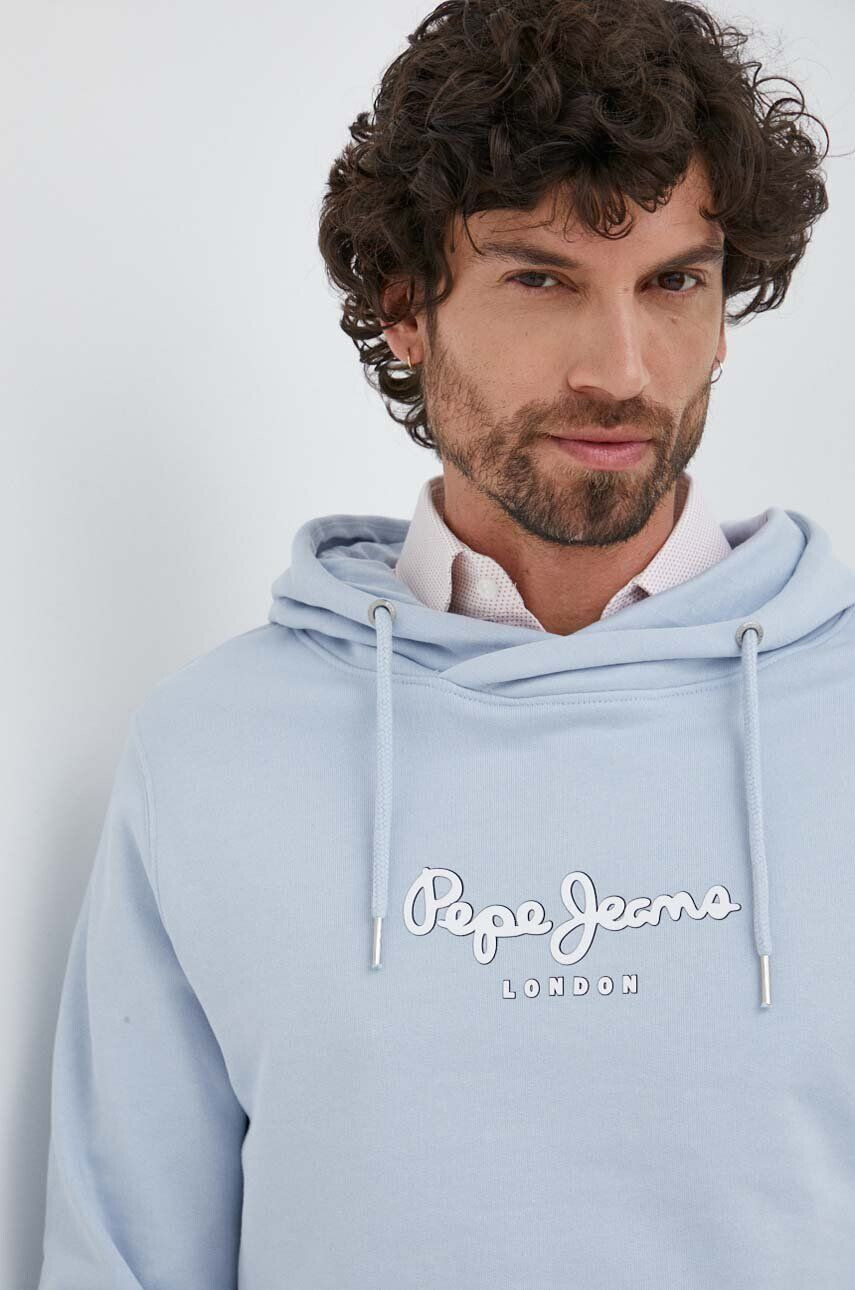 Pepe Jeans hanorac de bumbac Edward Hoodie barbati cu glugă cu imprimeu - Pled.ro