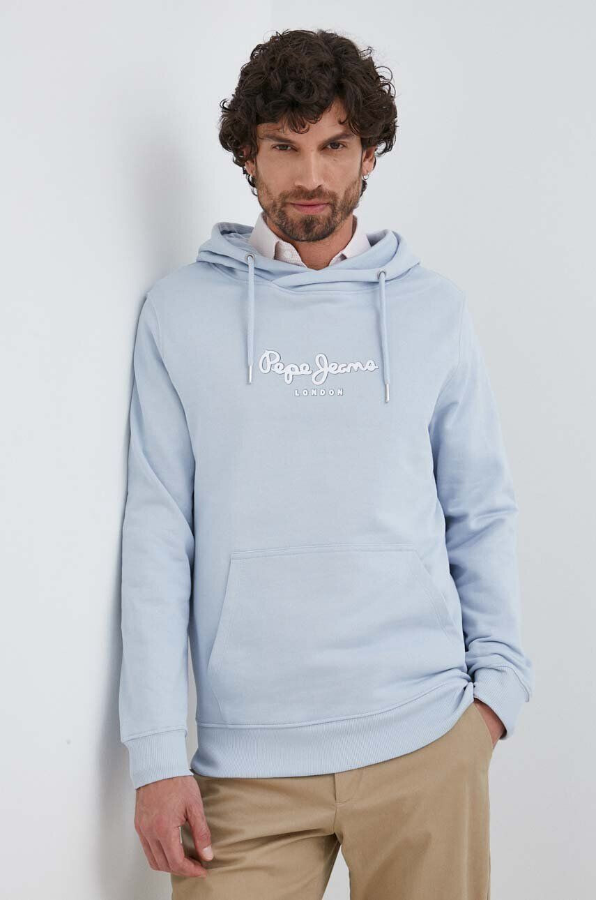 Pepe Jeans hanorac de bumbac Edward Hoodie barbati cu glugă cu imprimeu - Pled.ro