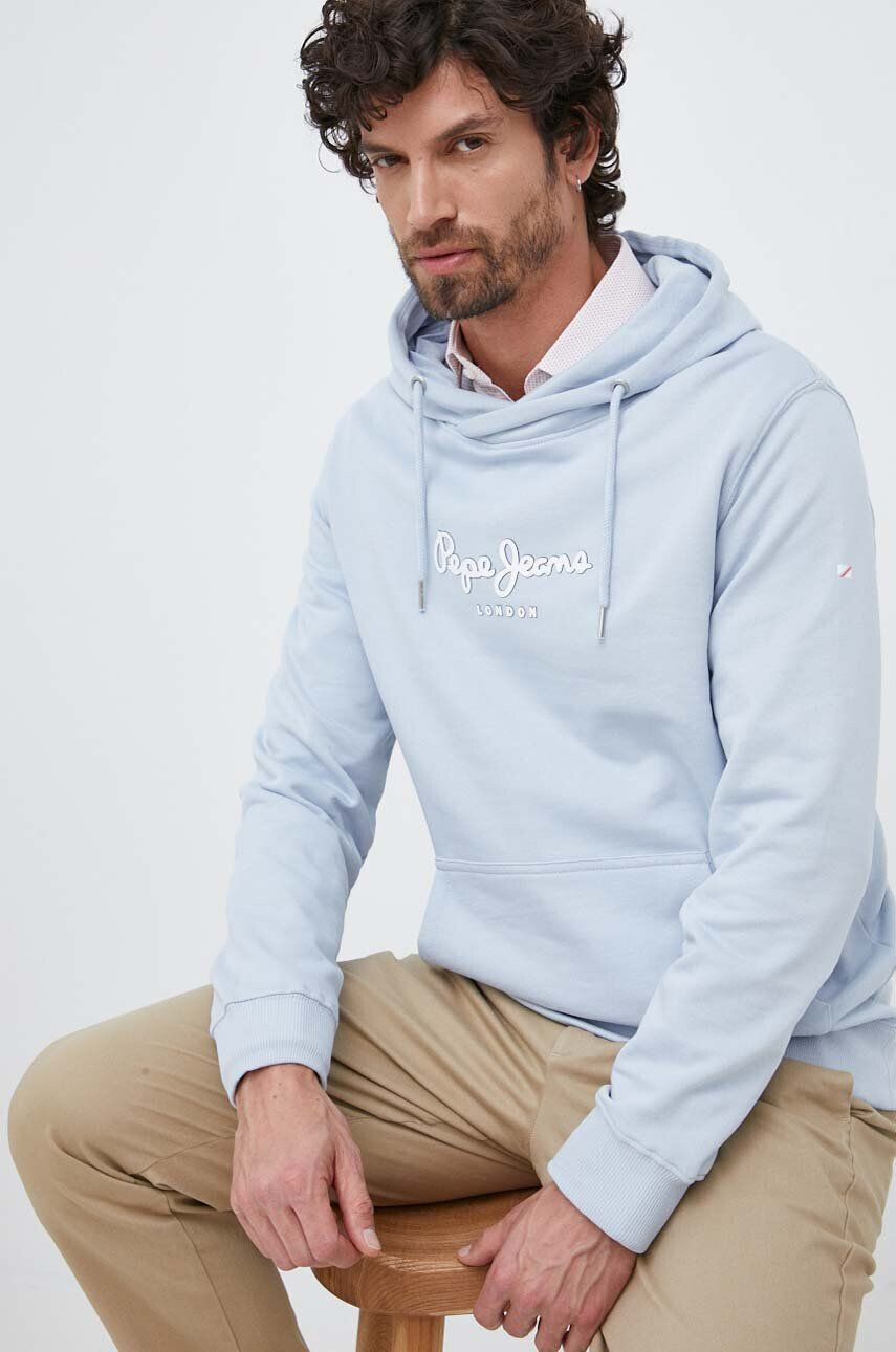 Pepe Jeans hanorac de bumbac Edward Hoodie barbati cu glugă cu imprimeu - Pled.ro