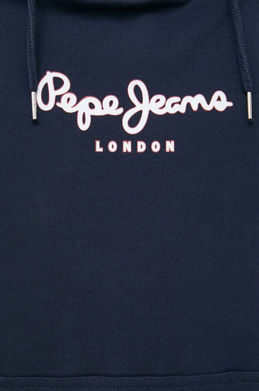 Pepe Jeans hanorac de bumbac Edward Hoodie barbati culoarea albastru marin cu glugă cu imprimeu - Pled.ro