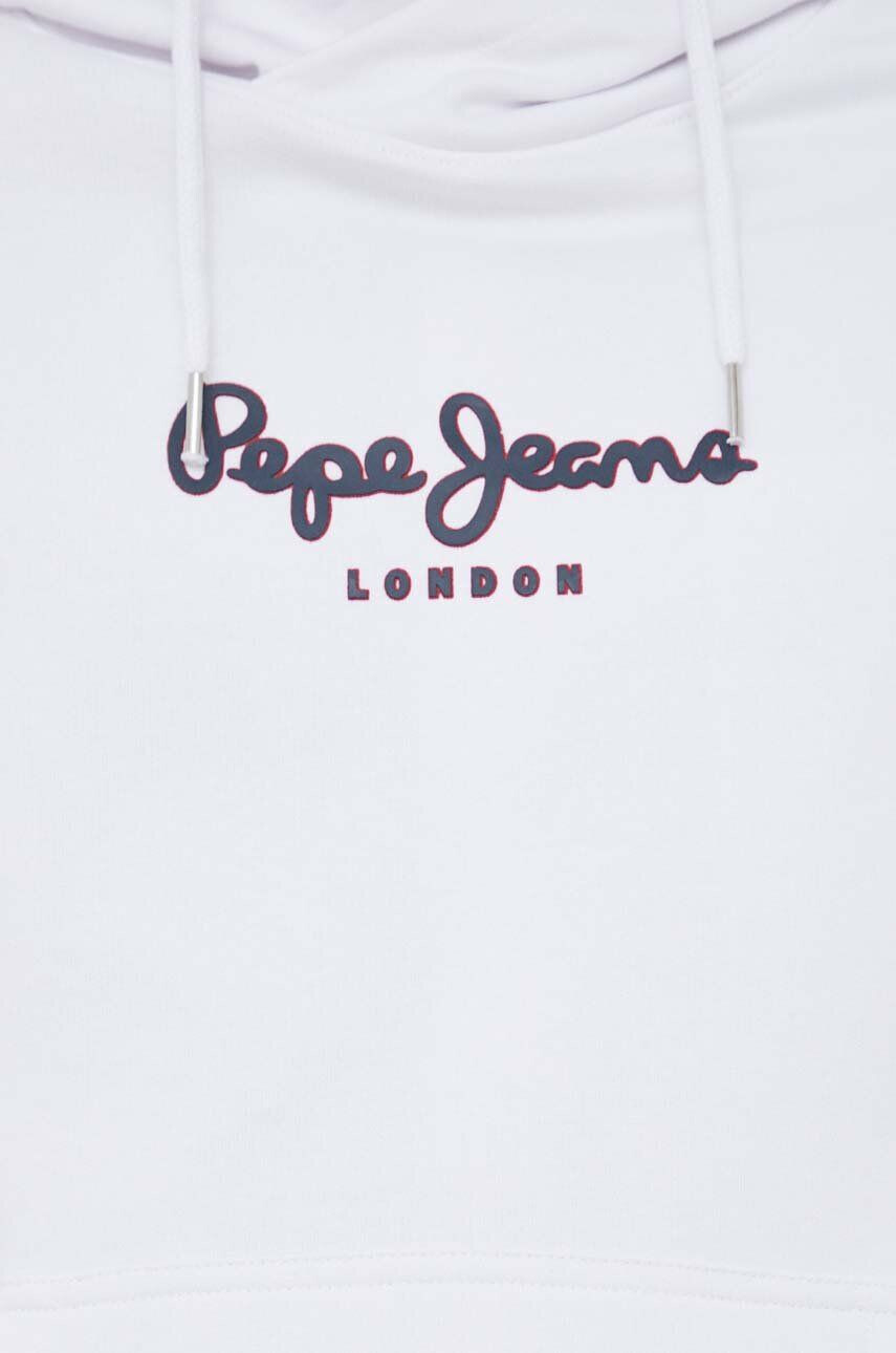 Pepe Jeans hanorac de bumbac Edward Hoodie barbati culoarea alb cu glugă cu imprimeu - Pled.ro