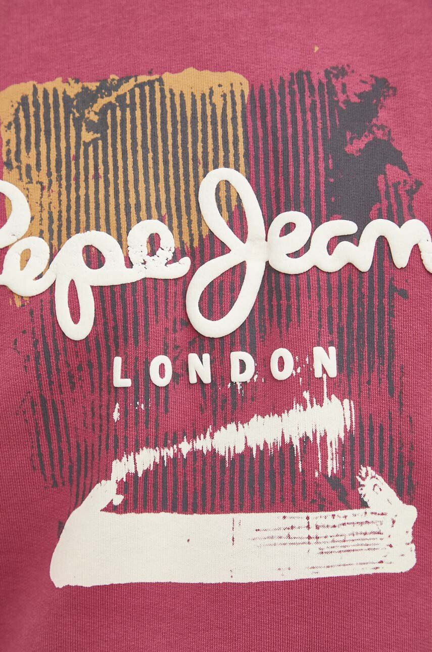 Pepe Jeans hanorac de bumbac Melbourne barbati culoarea roz cu imprimeu - Pled.ro