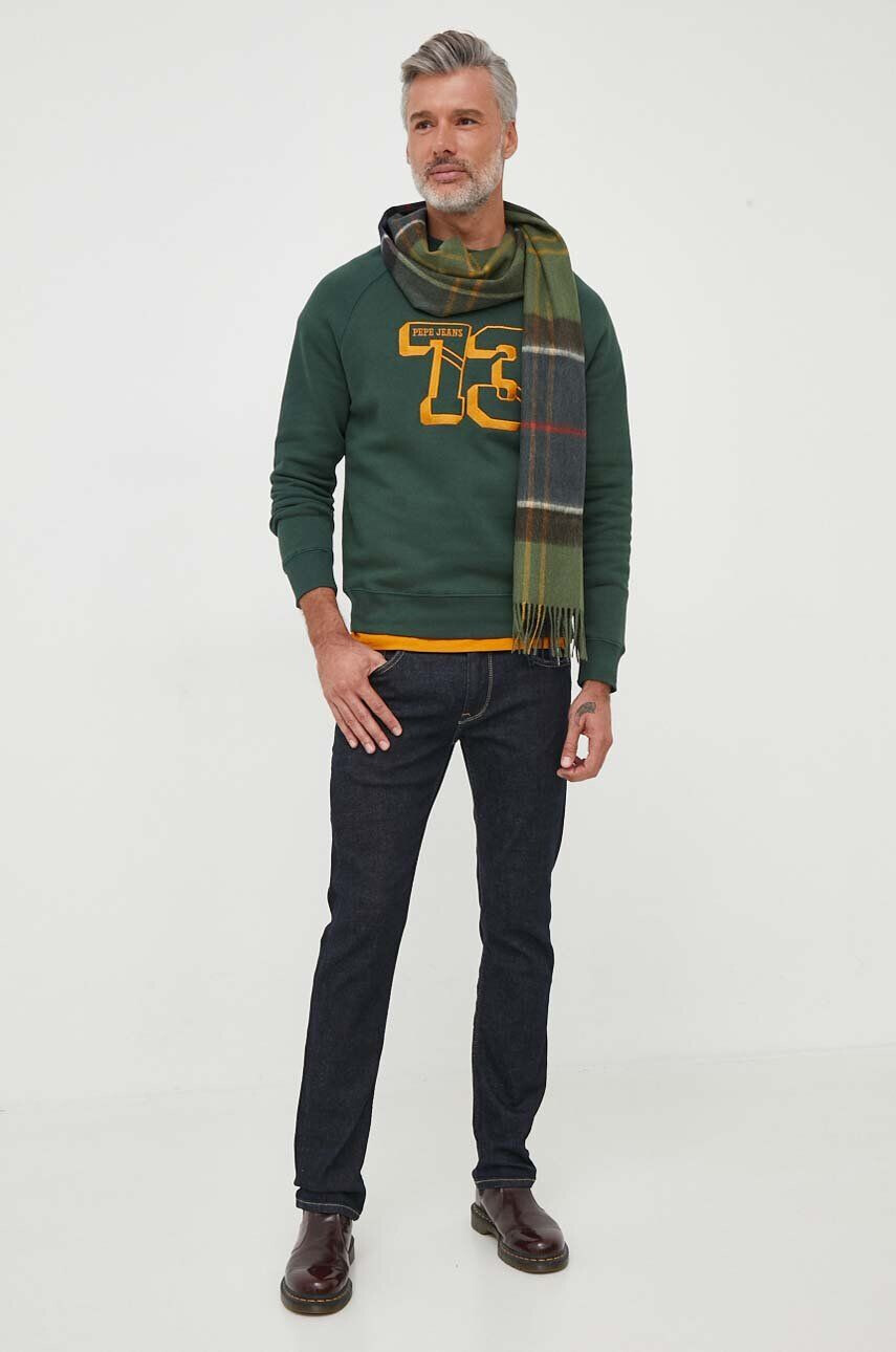 Pepe Jeans hanorac de bumbac Milferd barbati culoarea verde cu imprimeu - Pled.ro