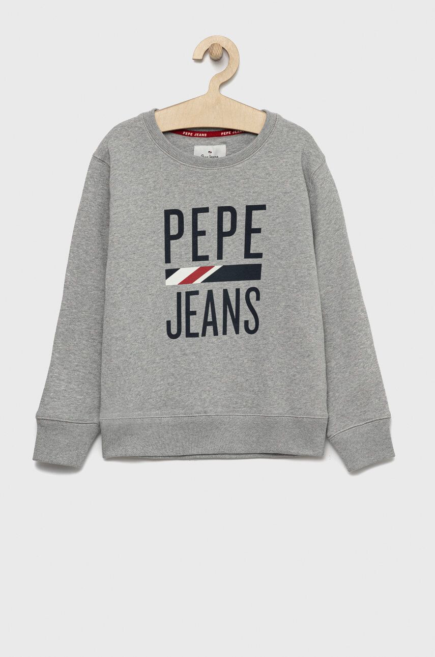 Pepe Jeans hanorac de bumbac pentru copii culoarea albastru marin cu glugă cu imprimeu - Pled.ro