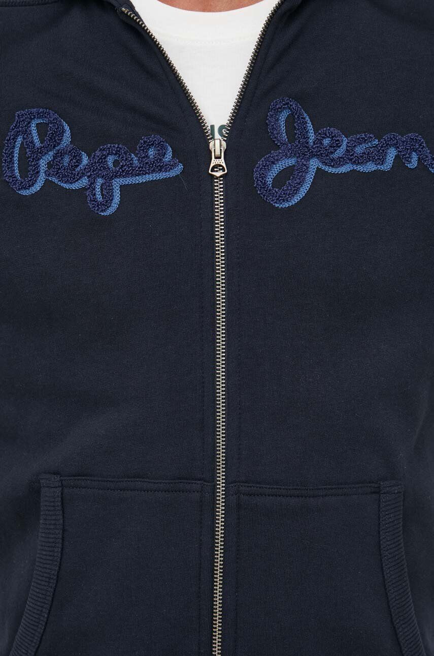 Pepe Jeans hanorac de bumbac RYAN barbati culoarea albastru marin cu glugă cu imprimeu - Pled.ro