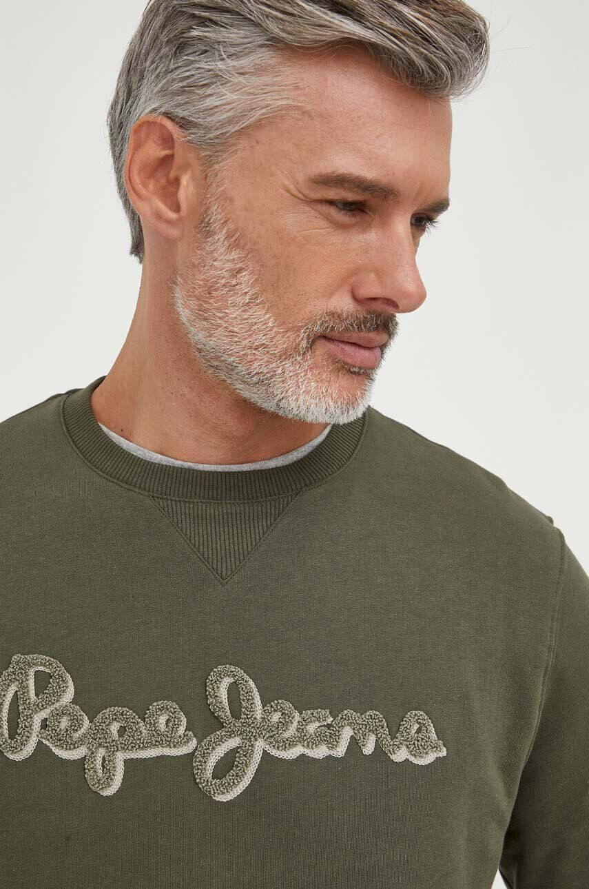 Pepe Jeans hanorac de bumbac Ryan barbati culoarea verde cu imprimeu - Pled.ro