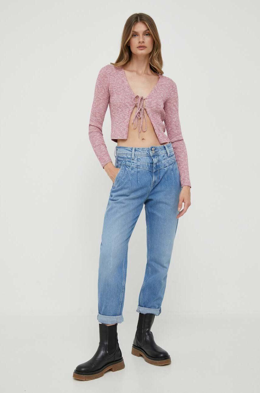 Pepe Jeans jeansi Violet femei high waist - Pled.ro