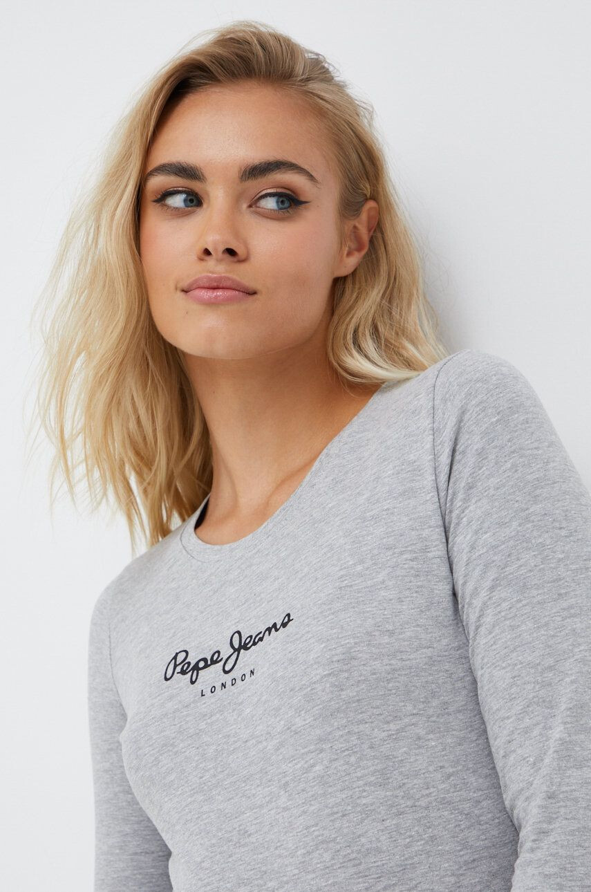 Pepe Jeans longsleeve femei culoarea gri - Pled.ro