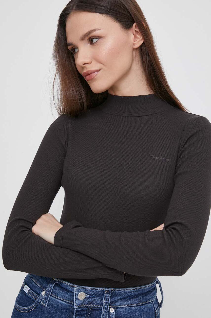 Pepe Jeans longsleeve femei culoarea negru cu turtleneck - Pled.ro