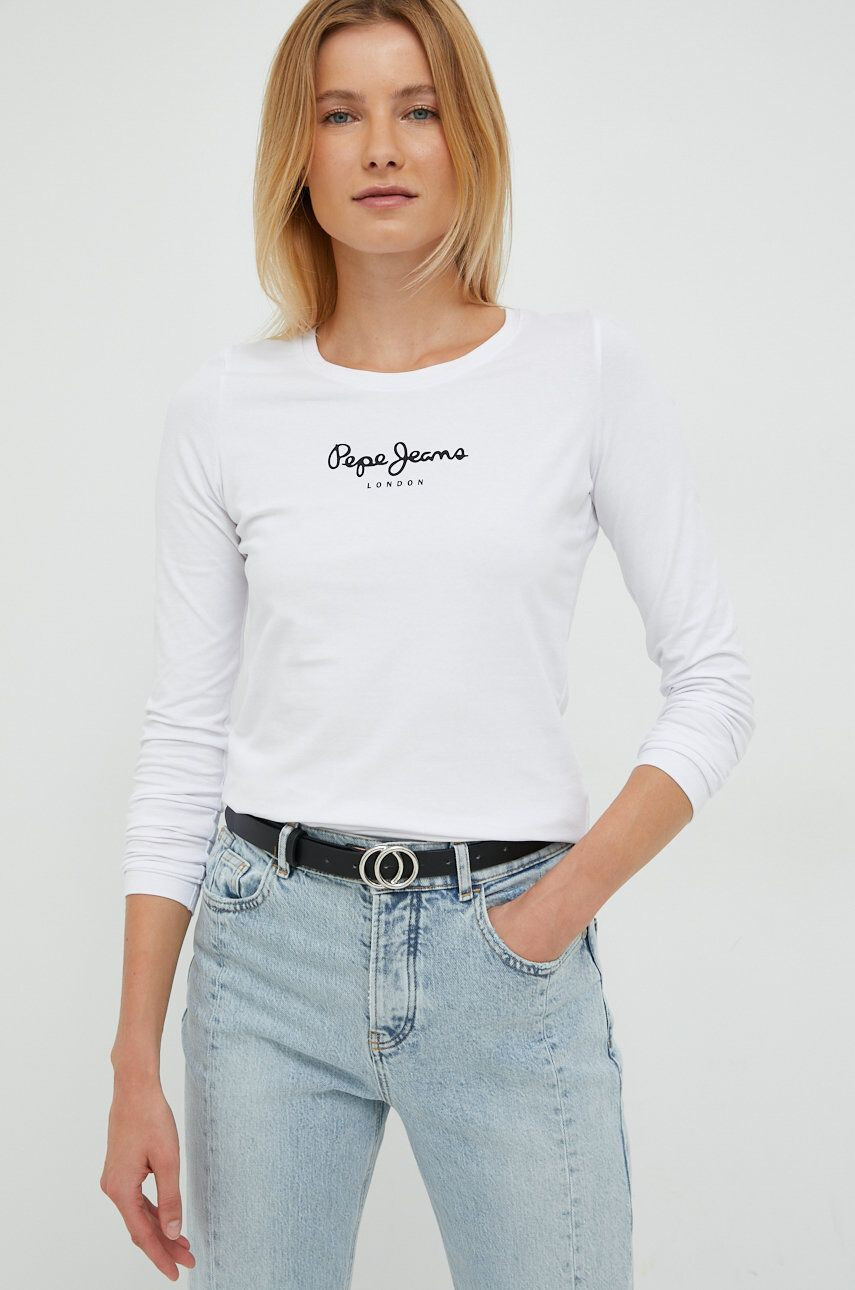 Pepe Jeans longsleeve femei culoarea alb - Pled.ro