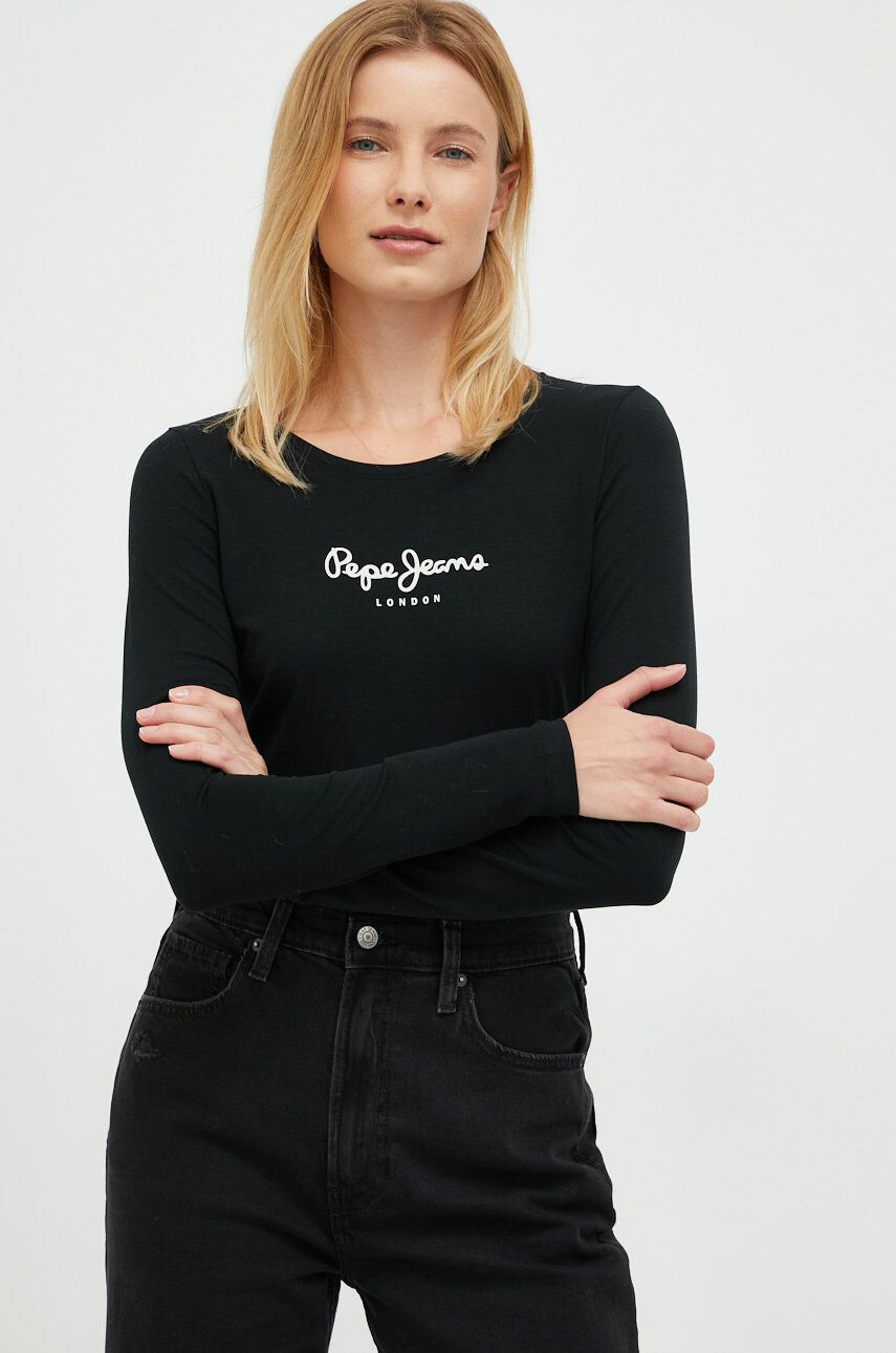 Pepe Jeans longsleeve femei culoarea negru - Pled.ro