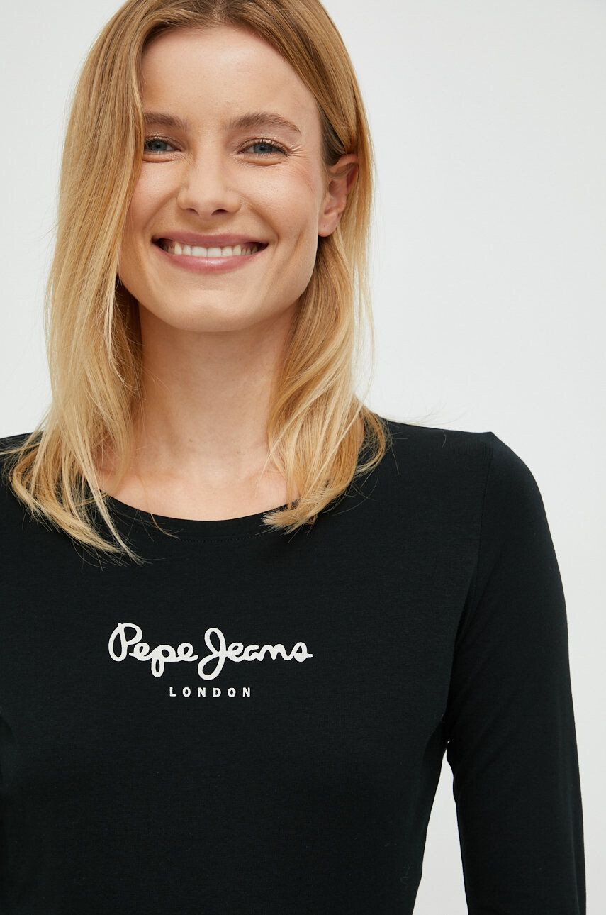 Pepe Jeans longsleeve femei culoarea negru - Pled.ro