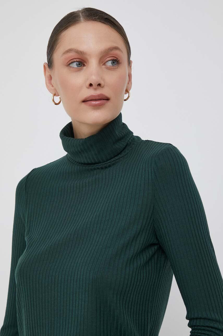 Pepe Jeans longsleeve DEBORAH femei culoarea verde cu guler - Pled.ro