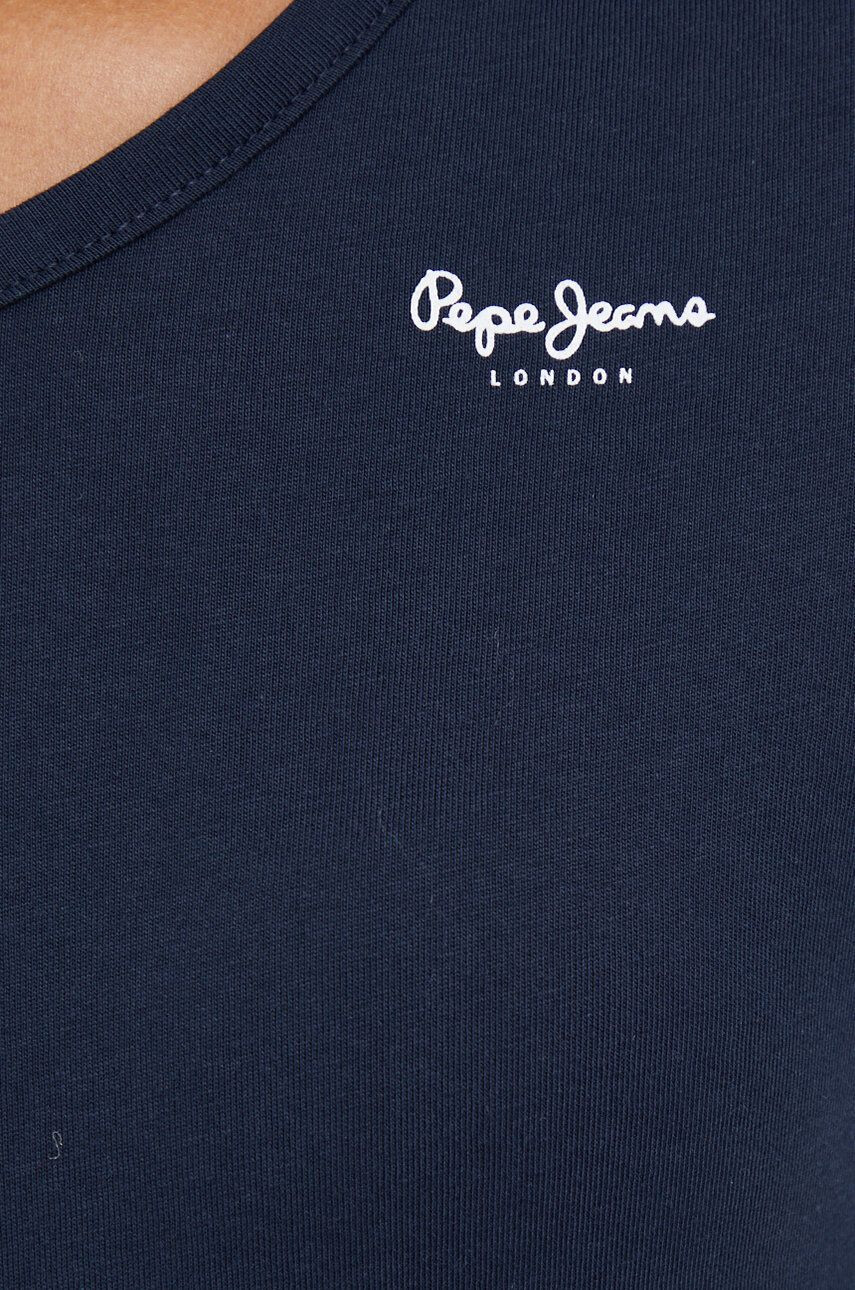 Pepe Jeans longsleeve din bumbac culoarea albastru marin - Pled.ro