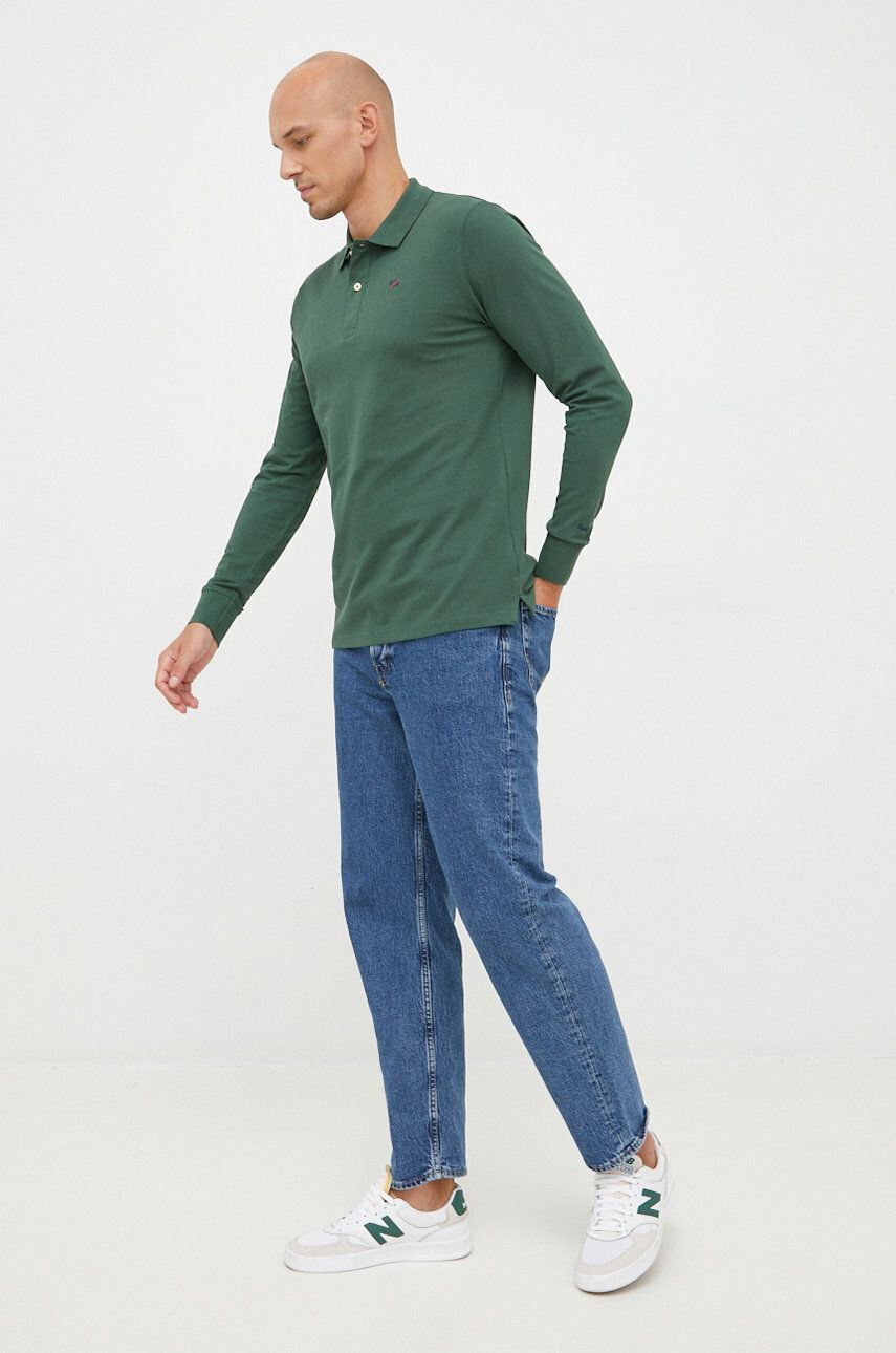 Pepe Jeans longsleeve din bumbac culoarea verde neted - Pled.ro