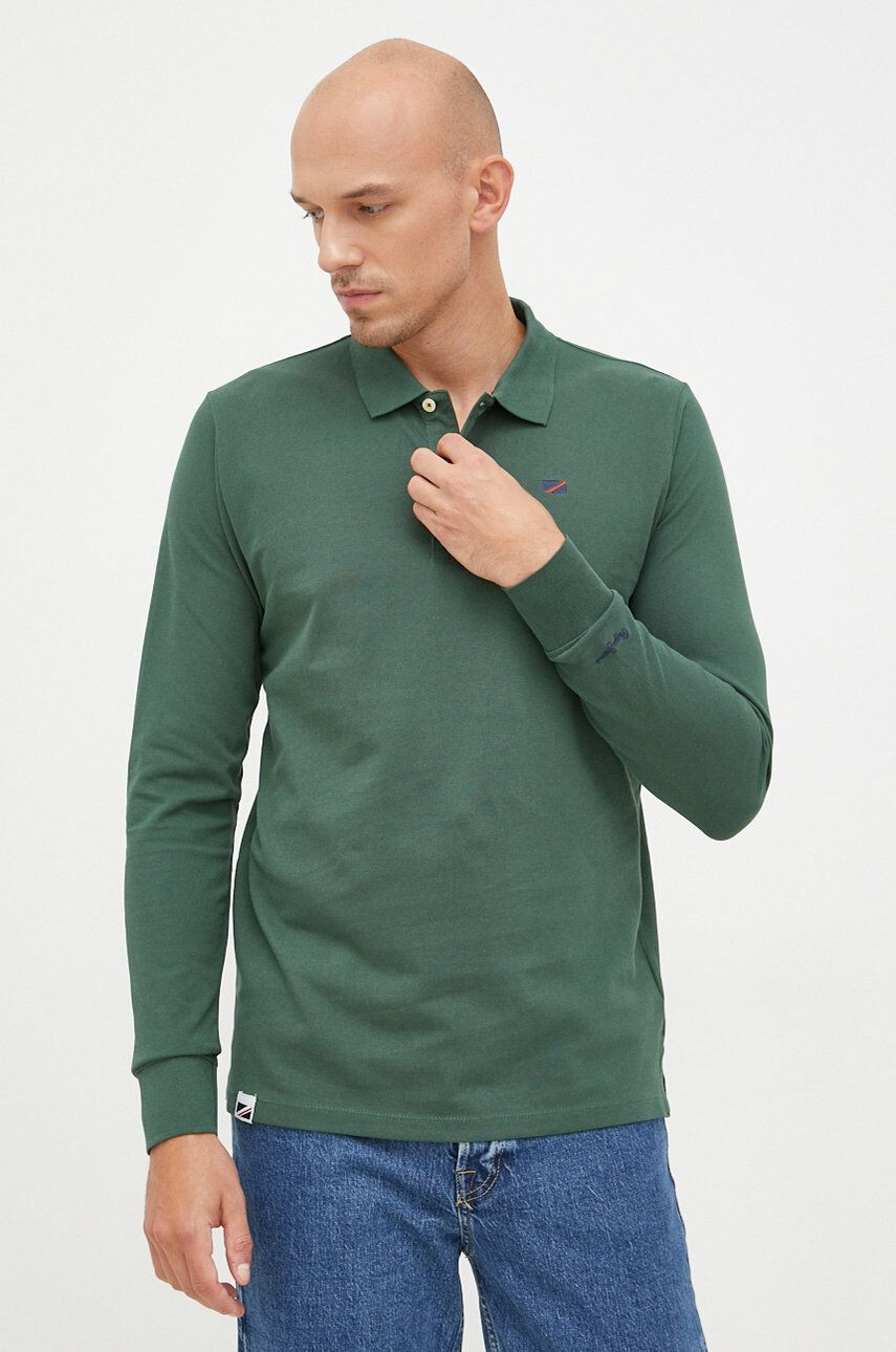 Pepe Jeans longsleeve din bumbac culoarea verde neted - Pled.ro