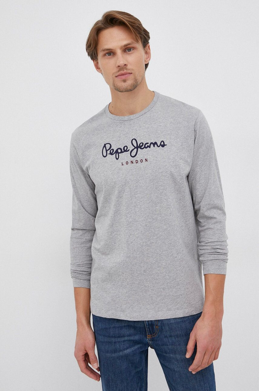 Pepe Jeans longsleeve din bumbac Eggo culoarea verde cu imprimeu - Pled.ro