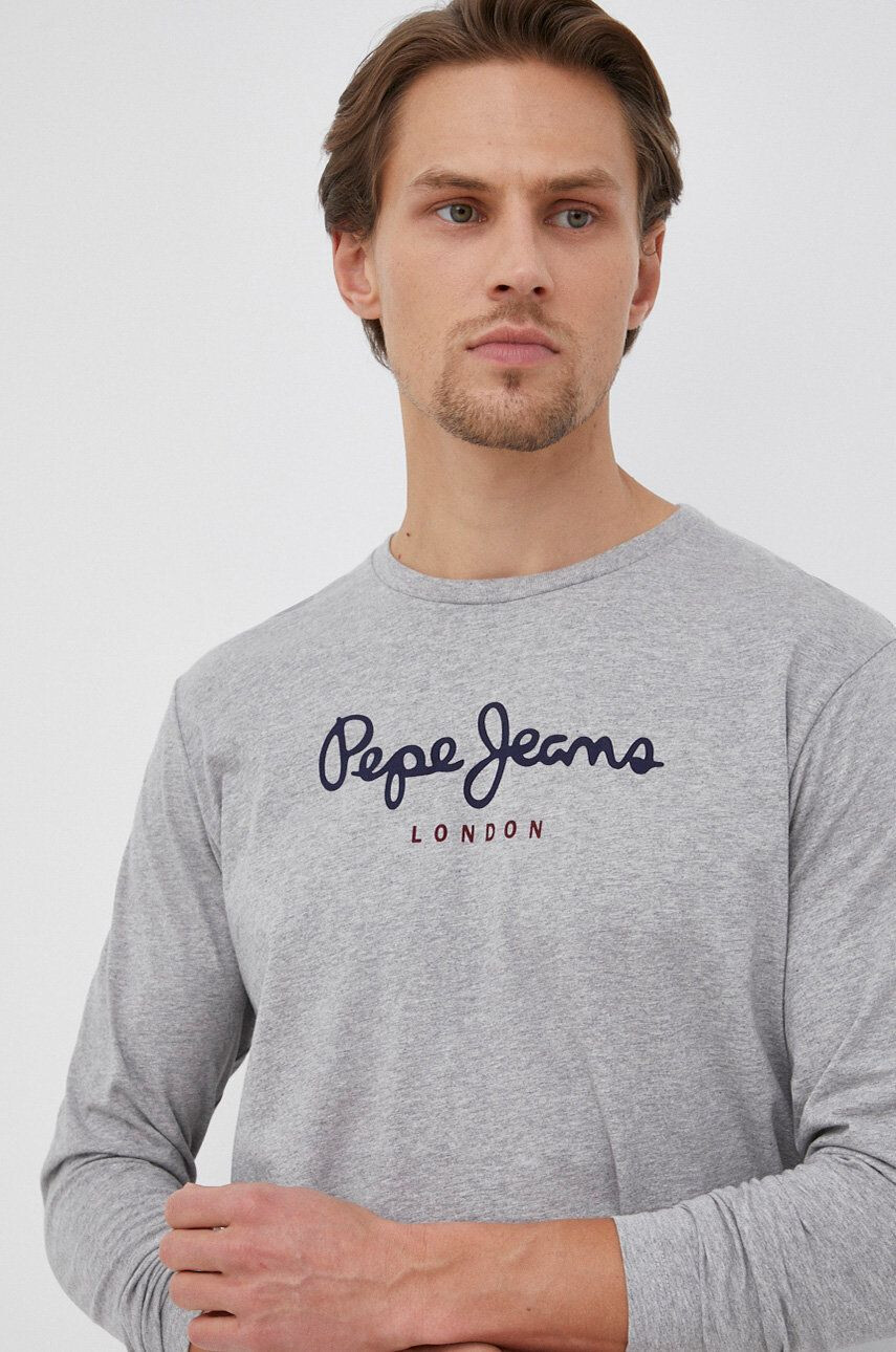 Pepe Jeans longsleeve din bumbac Eggo culoarea verde cu imprimeu - Pled.ro