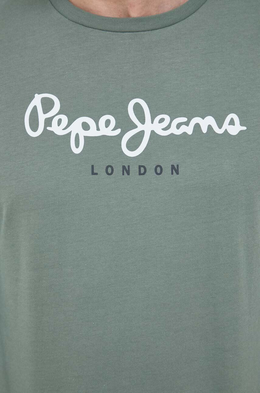 Pepe Jeans longsleeve din bumbac Eggo culoarea verde cu imprimeu - Pled.ro