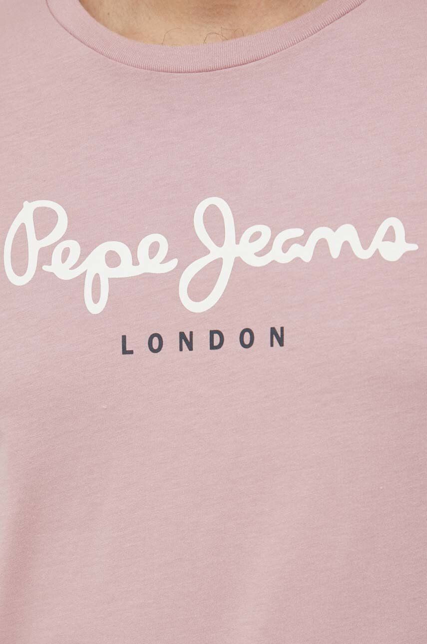 Pepe Jeans longsleeve din bumbac Eggo Long N culoarea roz cu imprimeu - Pled.ro