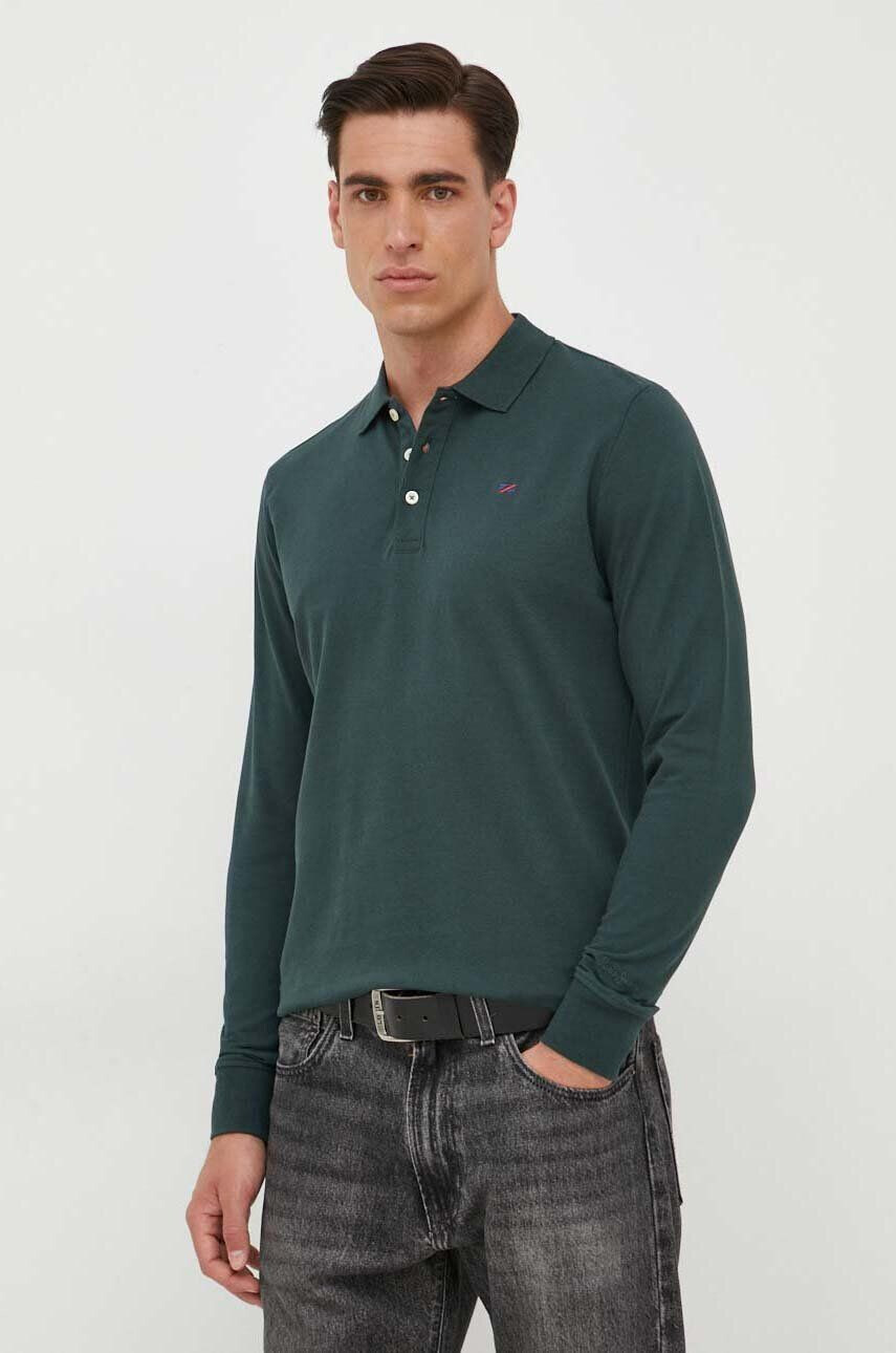 Pepe Jeans longsleeve din bumbac Jimmy culoarea verde neted - Pled.ro