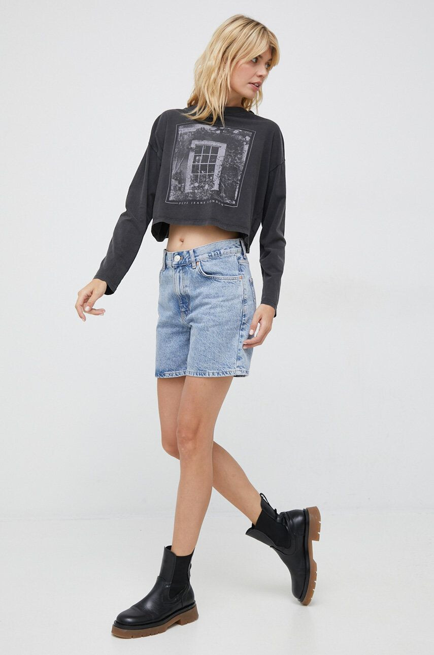 Pepe Jeans longsleeve din bumbac Lizzy culoarea gri - Pled.ro