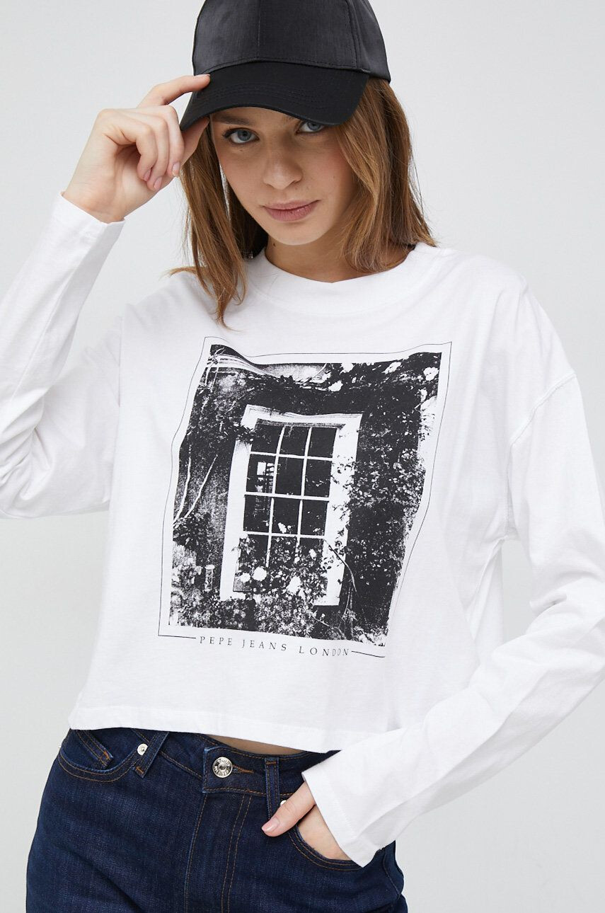 Pepe Jeans longsleeve din bumbac Lizzy culoarea alb - Pled.ro