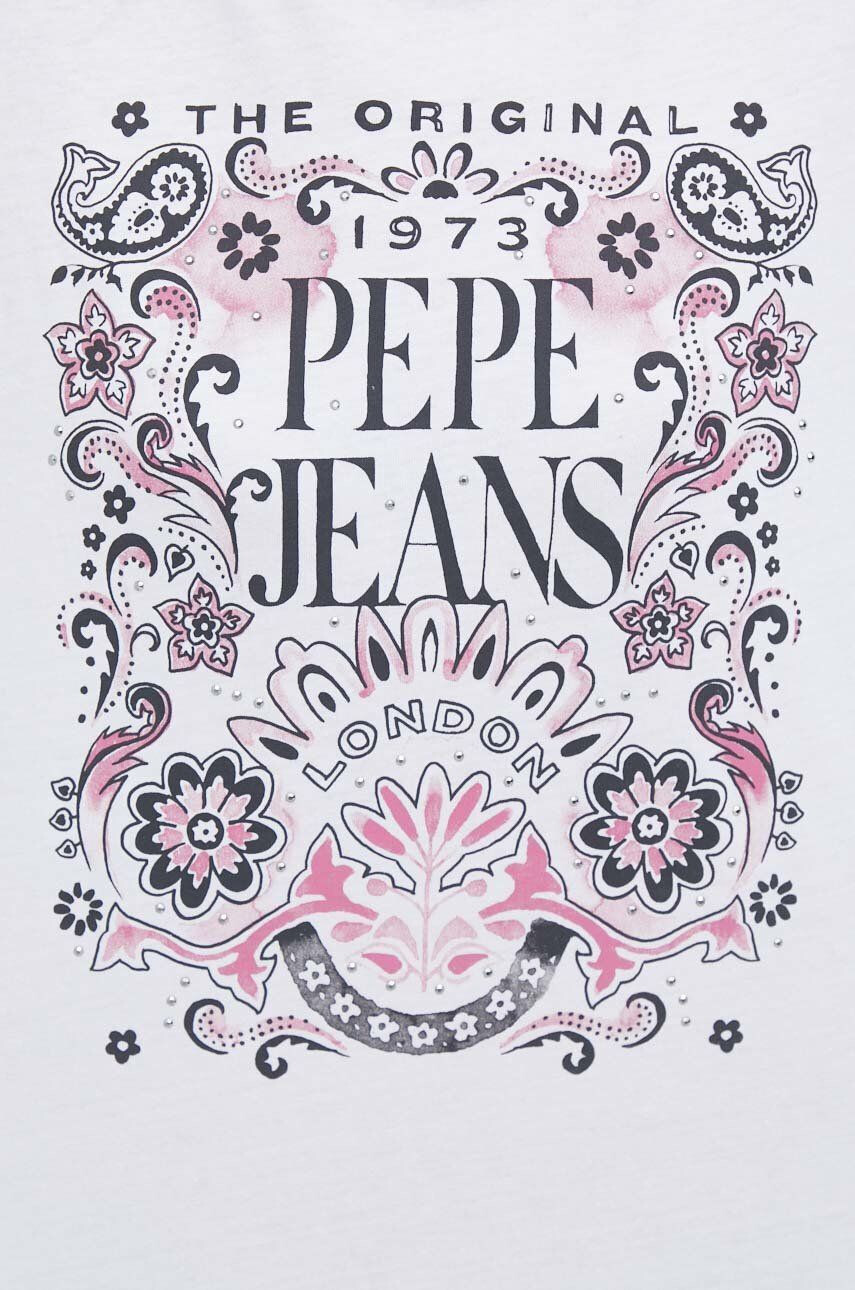 Pepe Jeans longsleeve din bumbac Lulu culoarea alb - Pled.ro