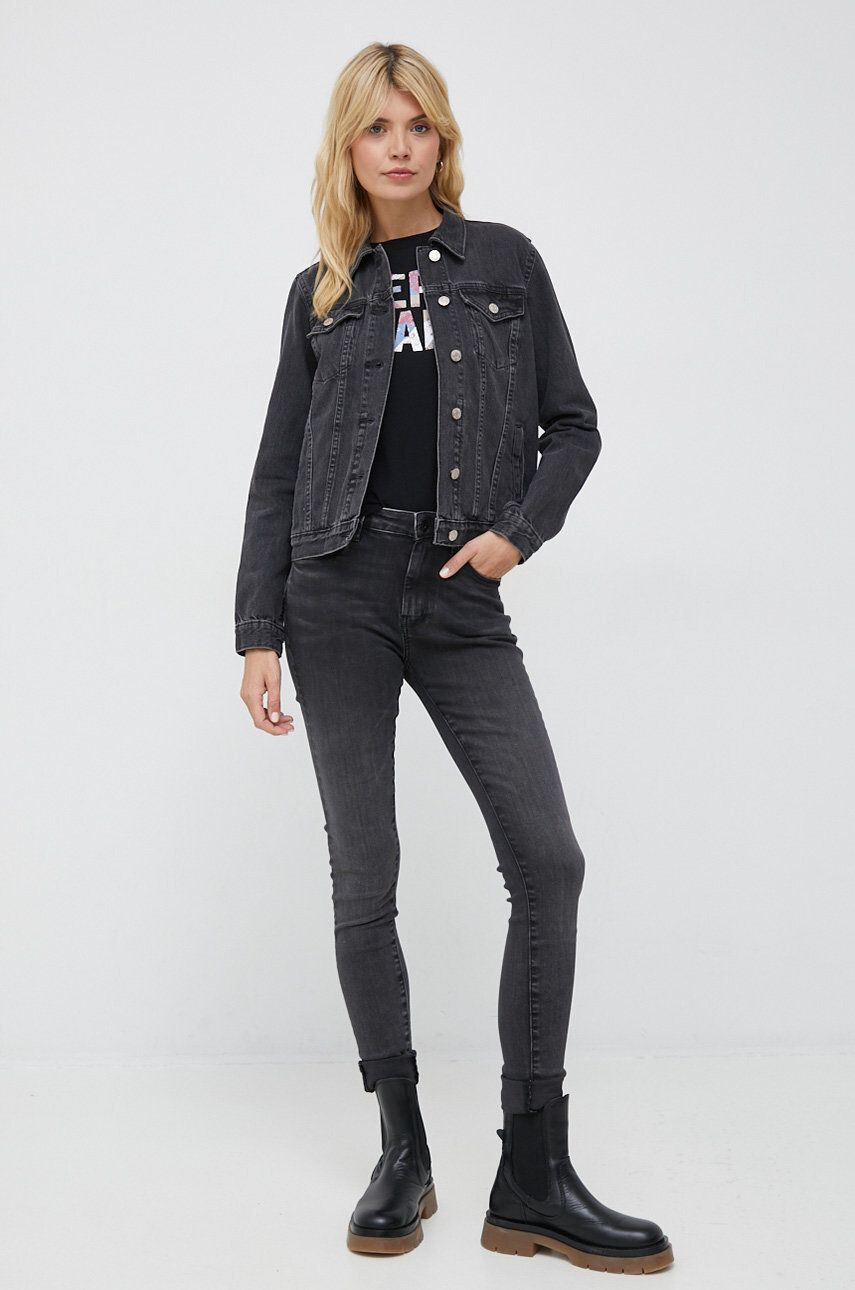 Pepe Jeans longsleeve din bumbac Luna culoarea negru - Pled.ro