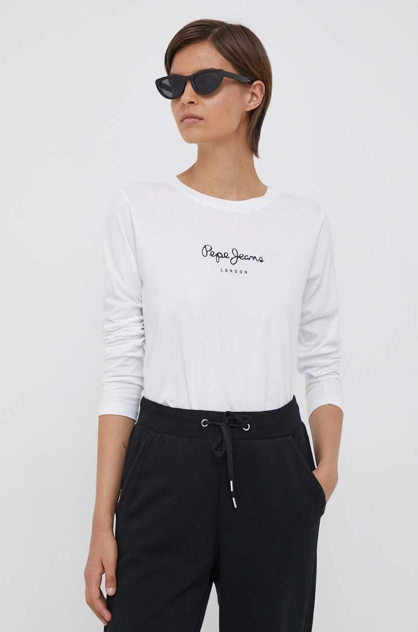 Pepe Jeans longsleeve din bumbac Wendys culoarea alb - Pled.ro