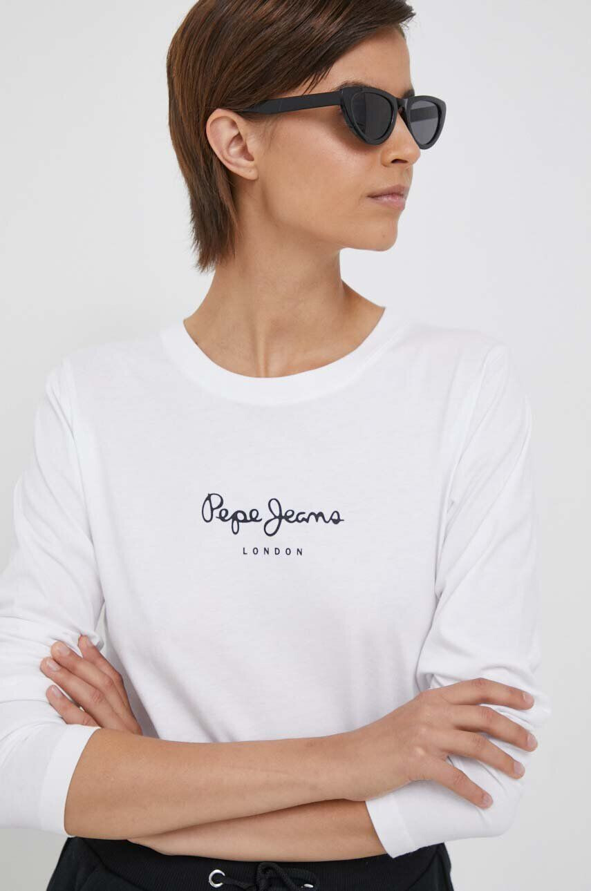 Pepe Jeans longsleeve din bumbac Wendys culoarea alb - Pled.ro