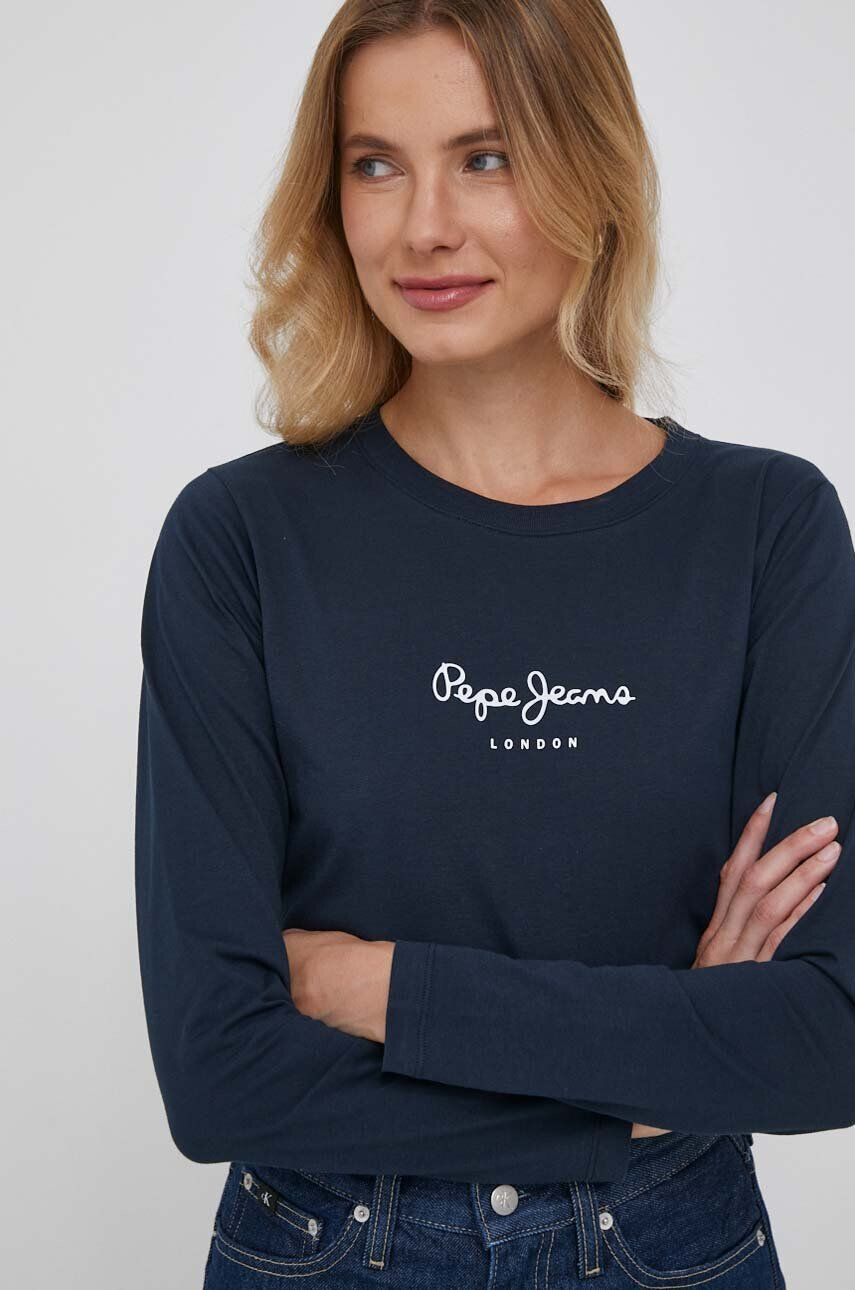 Pepe Jeans longsleeve din bumbac Wendys culoarea albastru marin - Pled.ro