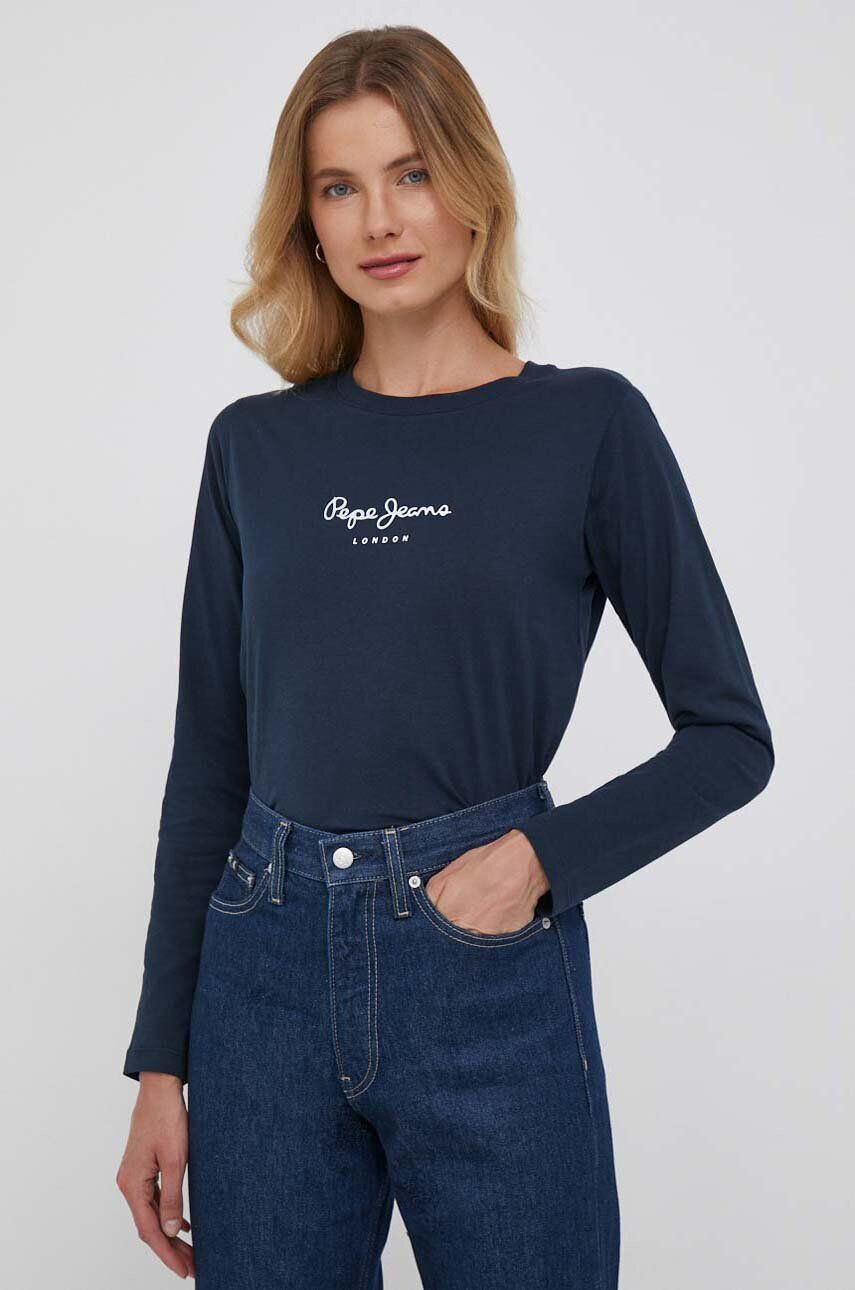 Pepe Jeans longsleeve din bumbac Wendys culoarea albastru marin - Pled.ro