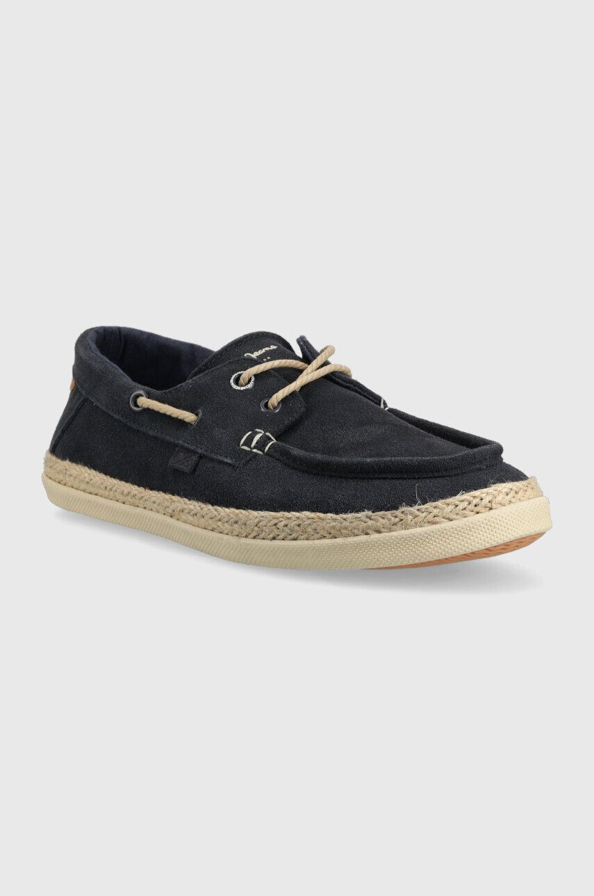 Pepe Jeans mocasini din piele intoarsa MAOUI barbati culoarea albastru marin PMS30914 - Pled.ro