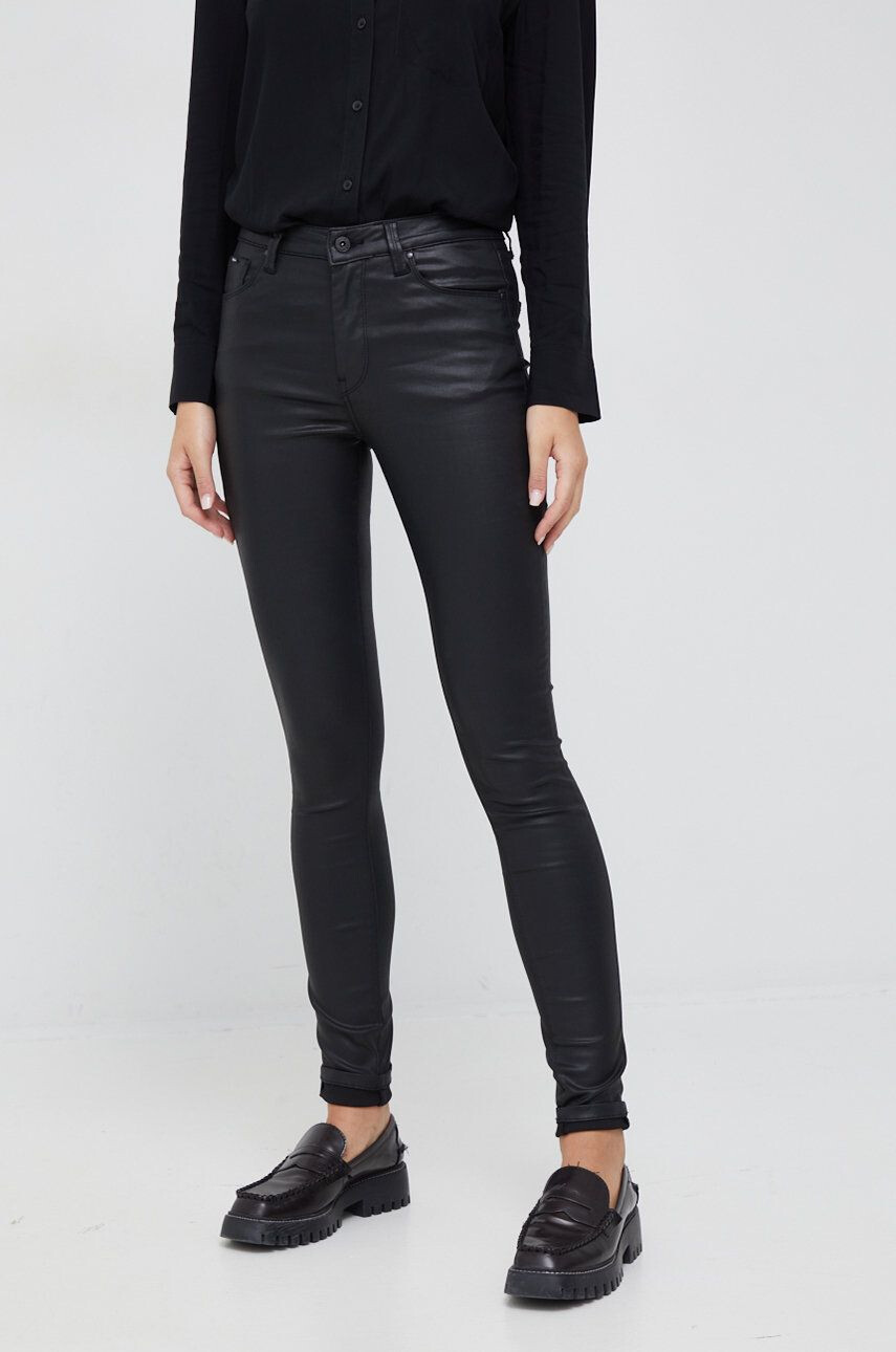 Pepe Jeans pantaloni femei culoarea negru mulata high waist - Pled.ro