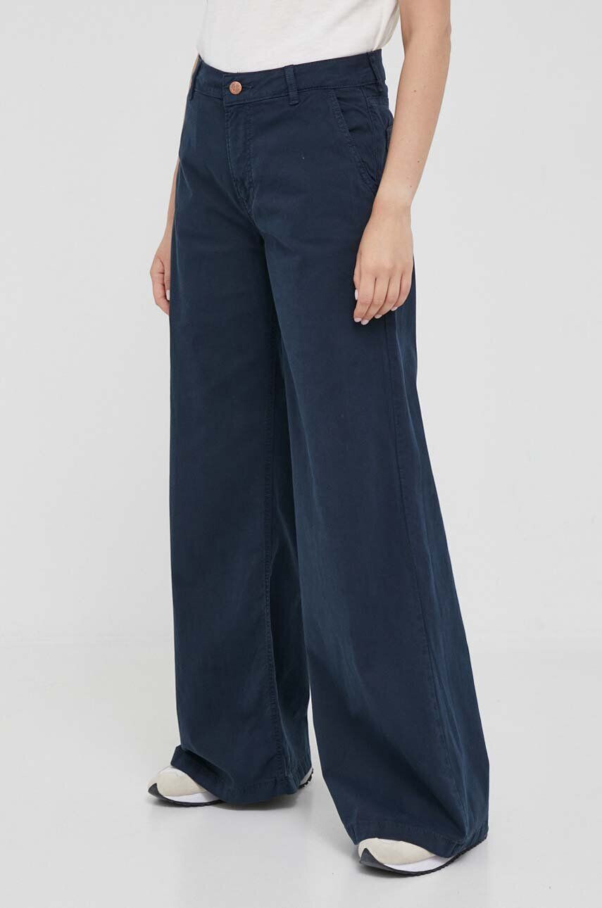 Pepe Jeans pantaloni femei culoarea albastru marin lat high waist - Pled.ro