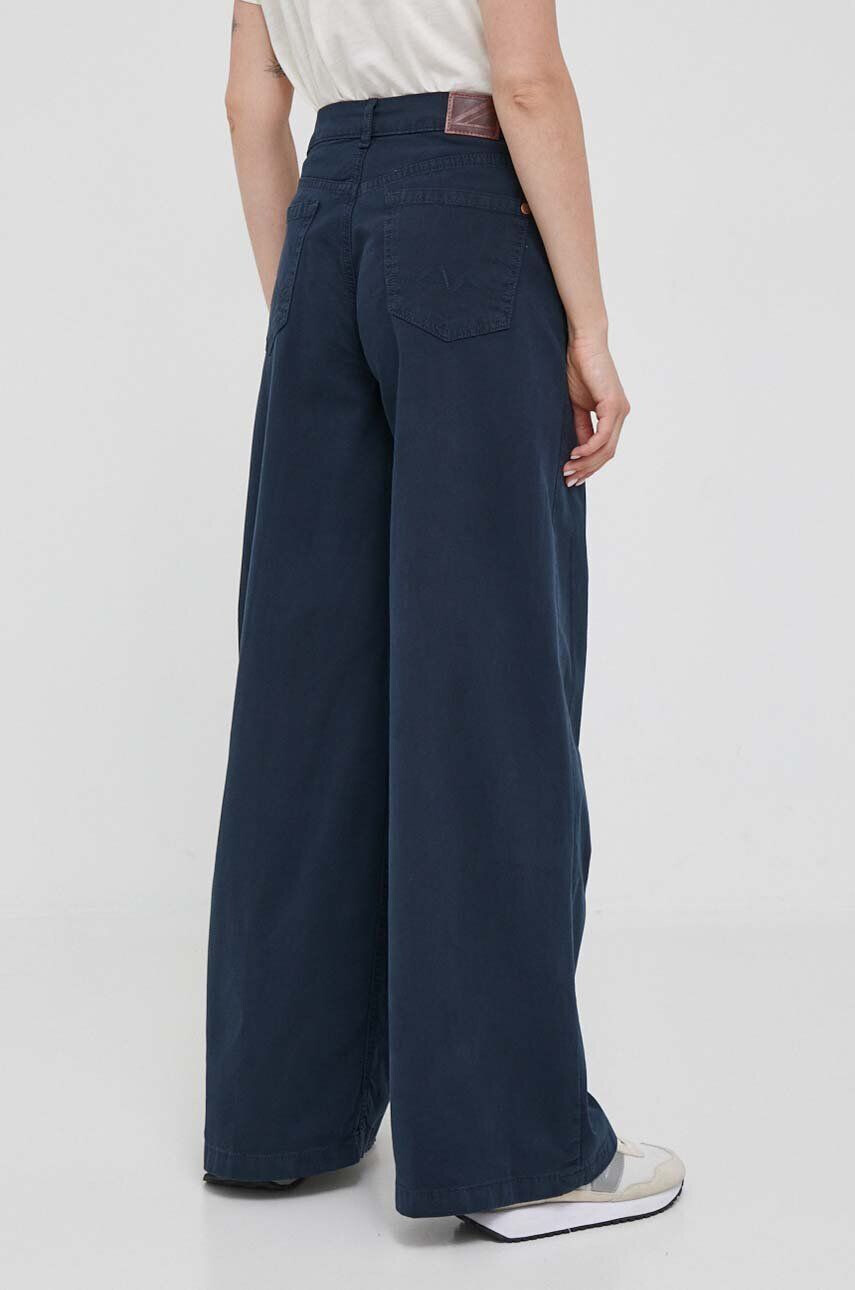 Pepe Jeans pantaloni femei culoarea albastru marin lat high waist - Pled.ro