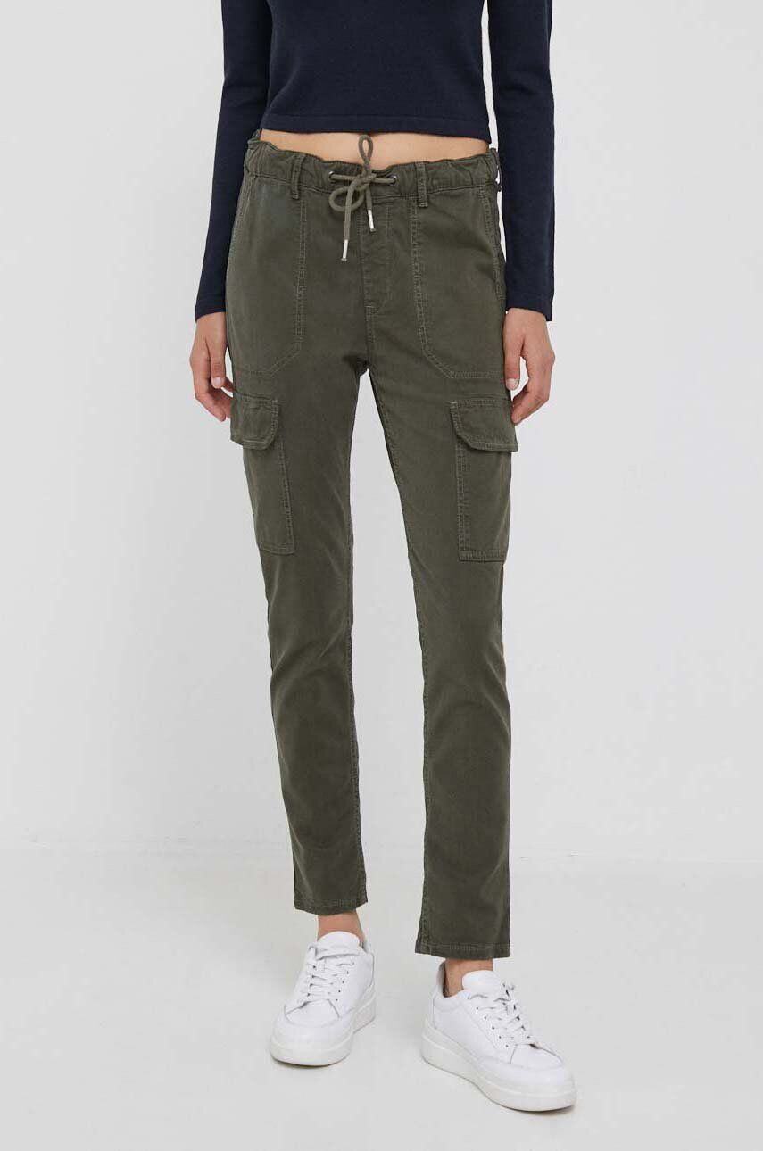 Pepe Jeans pantaloni Cruise femei culoarea verde mulata high waist - Pled.ro