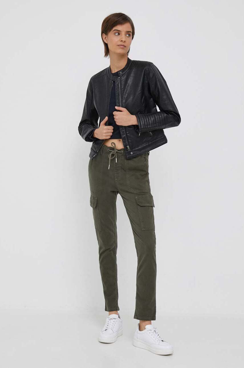 Pepe Jeans pantaloni Cruise femei culoarea verde mulata high waist - Pled.ro